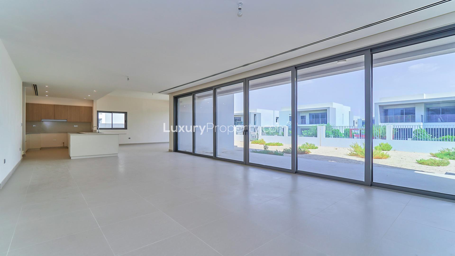 Vacant five-bedroom villa in Sidra Villas, Dubai Hills Estate, with modern design and spacious driveway