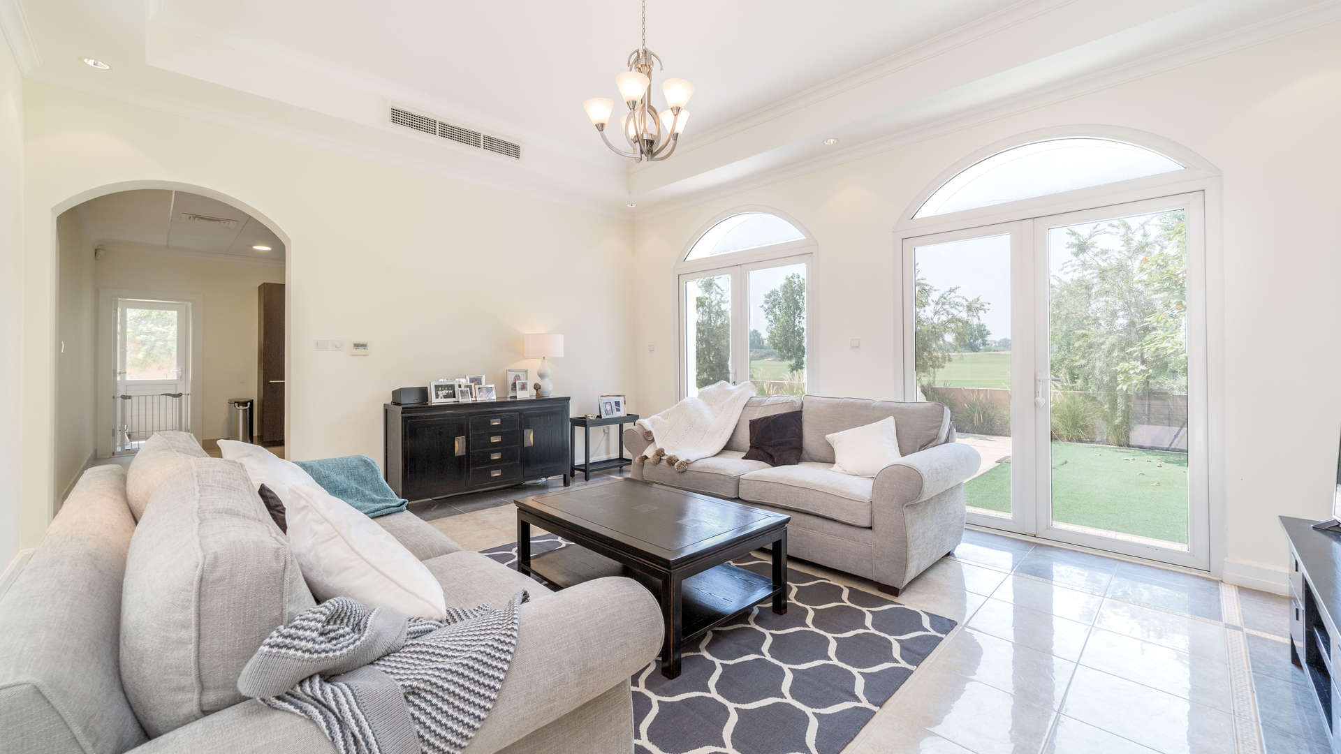 Living room in luxury 5-bed villa, Sienna Lakes, Jumeirah Golf Estates, modern decor