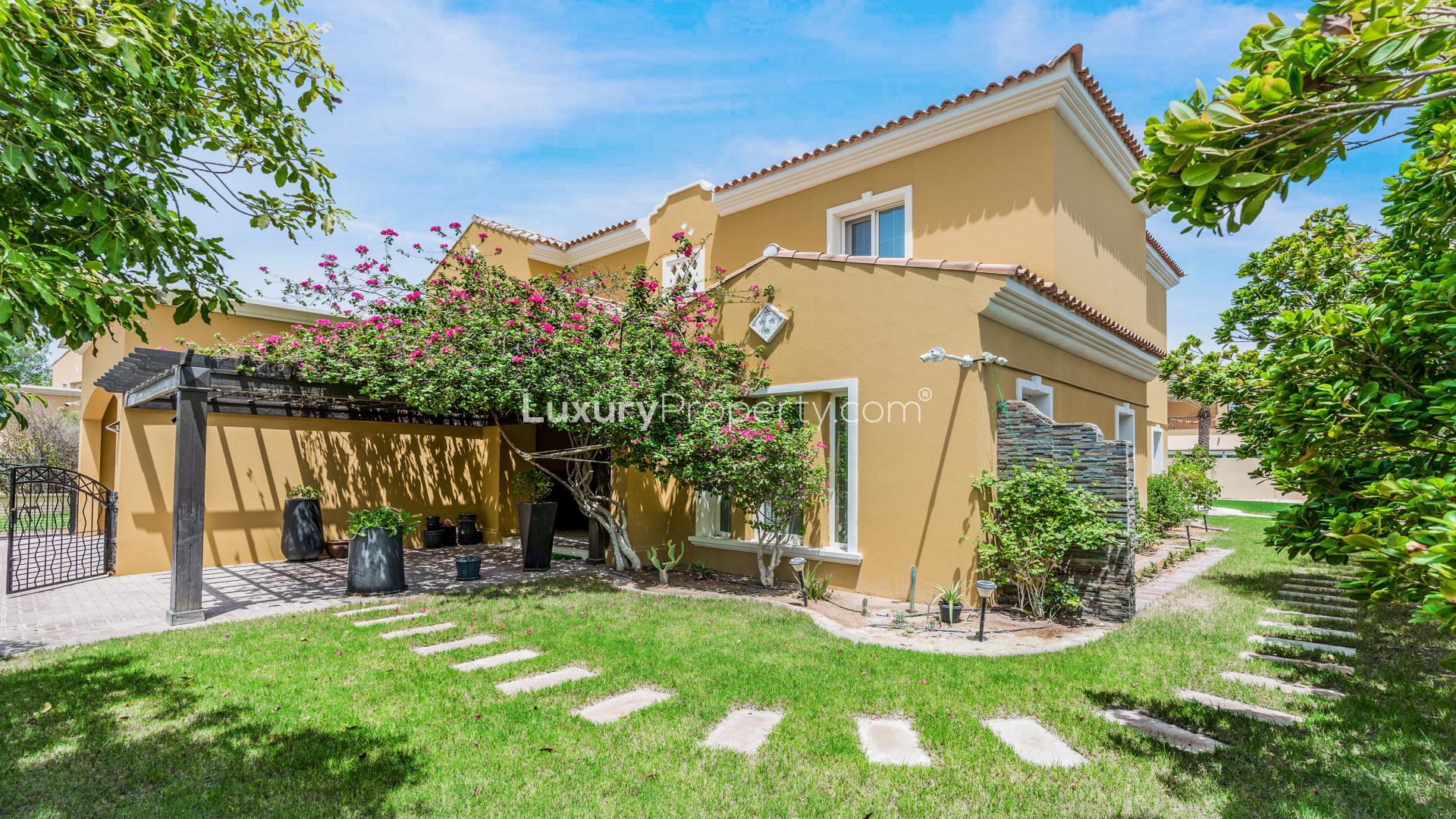 Luxurious living room in 5-bedroom villa, Mirador La Coleccion, Arabian Ranches, wooden flooring