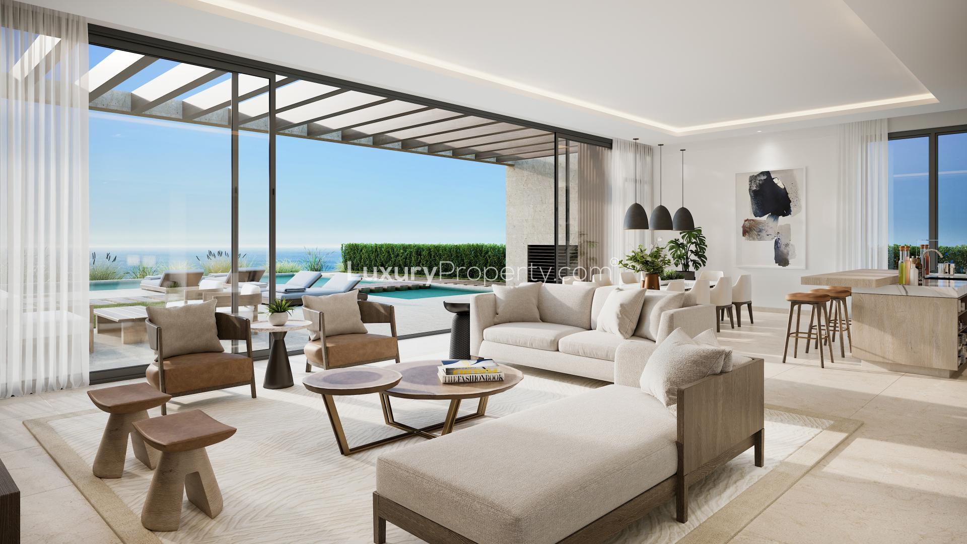 Silversands Villa exterior, North Coast Egypt, modern design, palm trees, luxury residential property