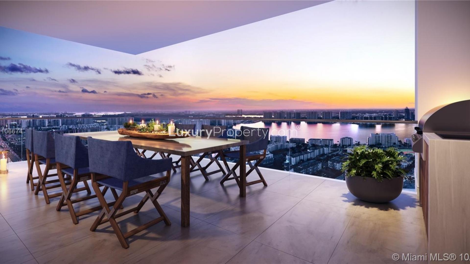 Luxurious ocean-view bathroom in Sunny Isles Beach villa, featuring elegant marble and modern design