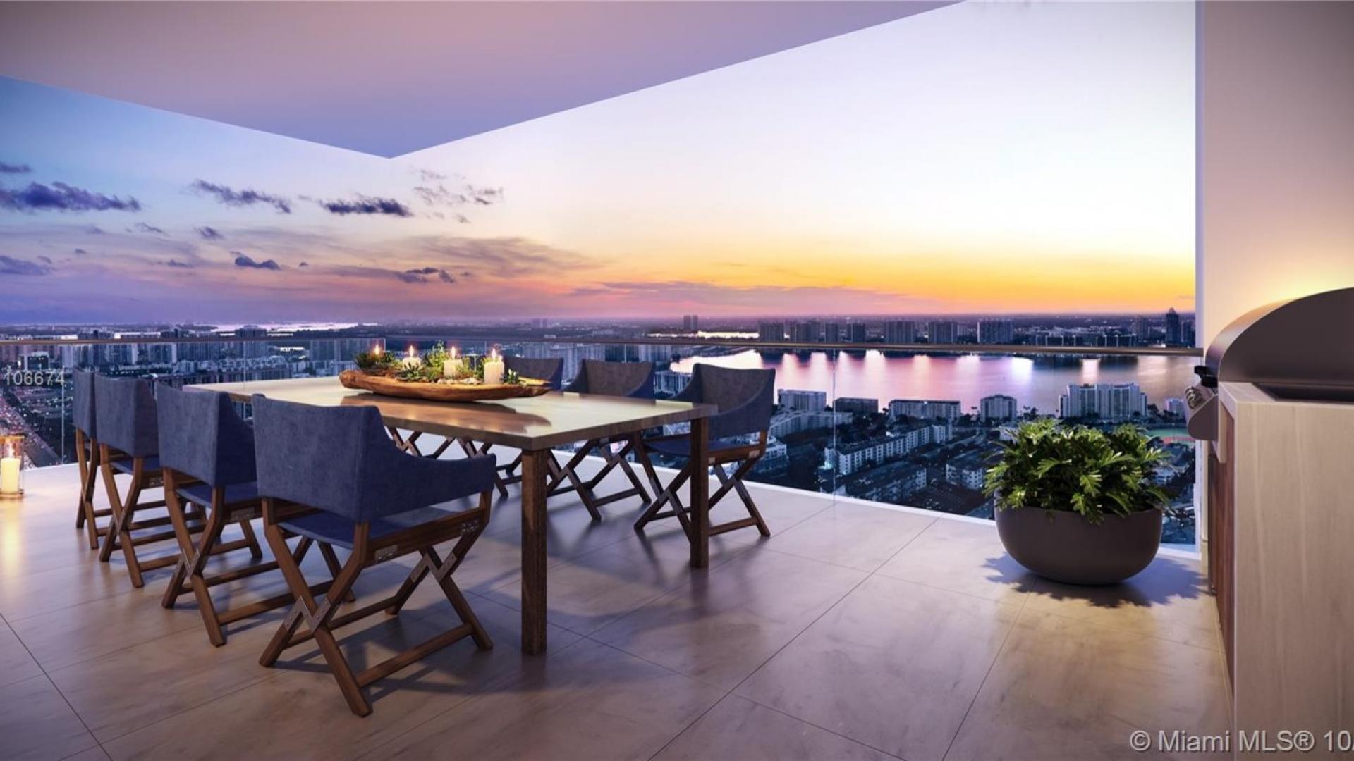 Luxurious ocean-view bathroom in Sunny Isles Beach villa, featuring elegant marble and modern design