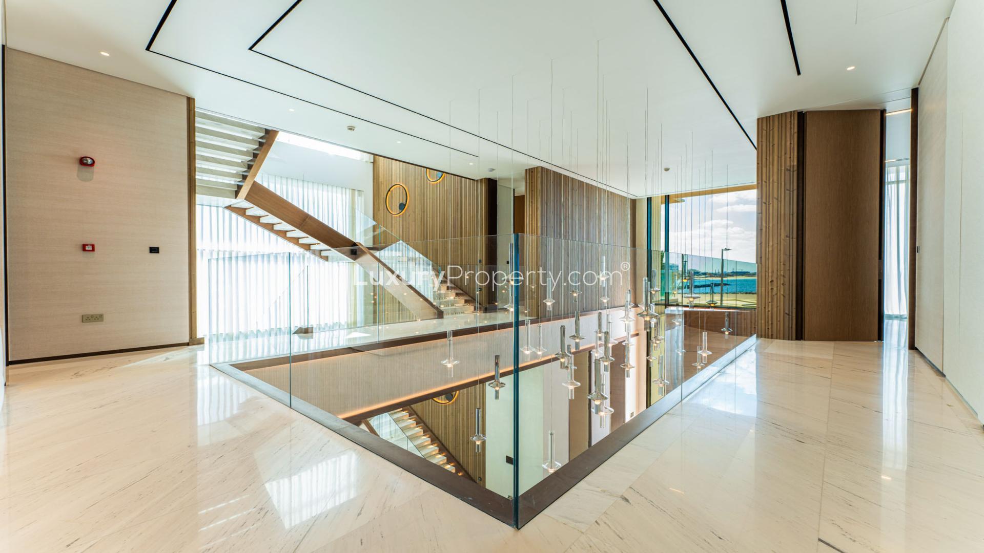 Luxurious living room in La Mer villa, Jumeirah, featuring modern design and elegant furnishings