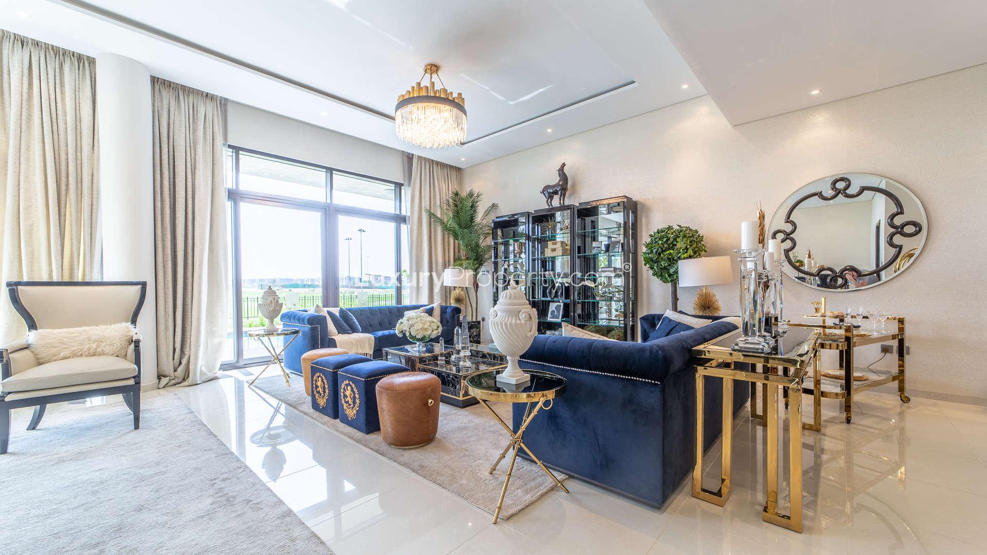 5-bedroom villa exterior in Flora, Damac Hills, with modern design and landscaped entrance