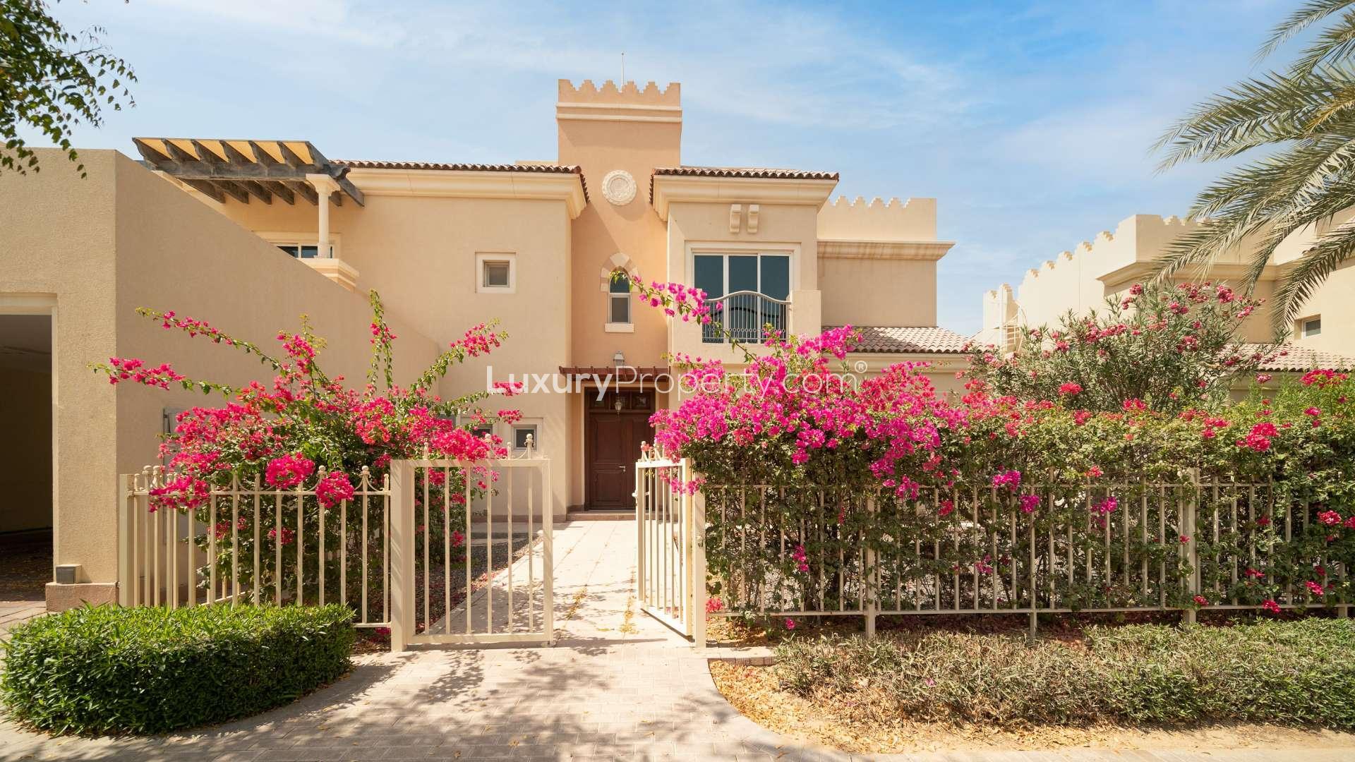 "Front view of vacant B1 type villa in Victory Heights, Dubai Sports City for sale.",Front view of vacant B1 type villa in Victory Heights, Dubai Sports City