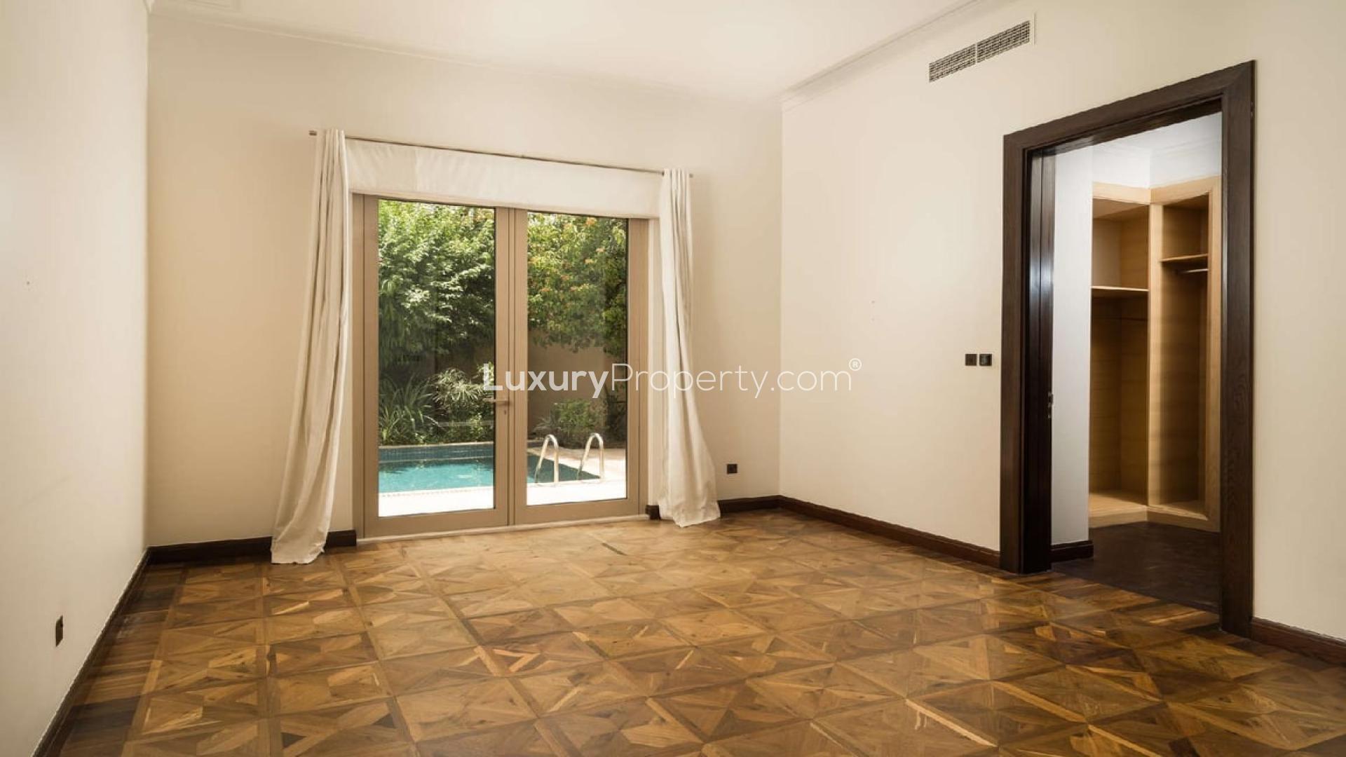 Mediterranean-style villa interior with large windows in Dahlia, Al Barari rental property