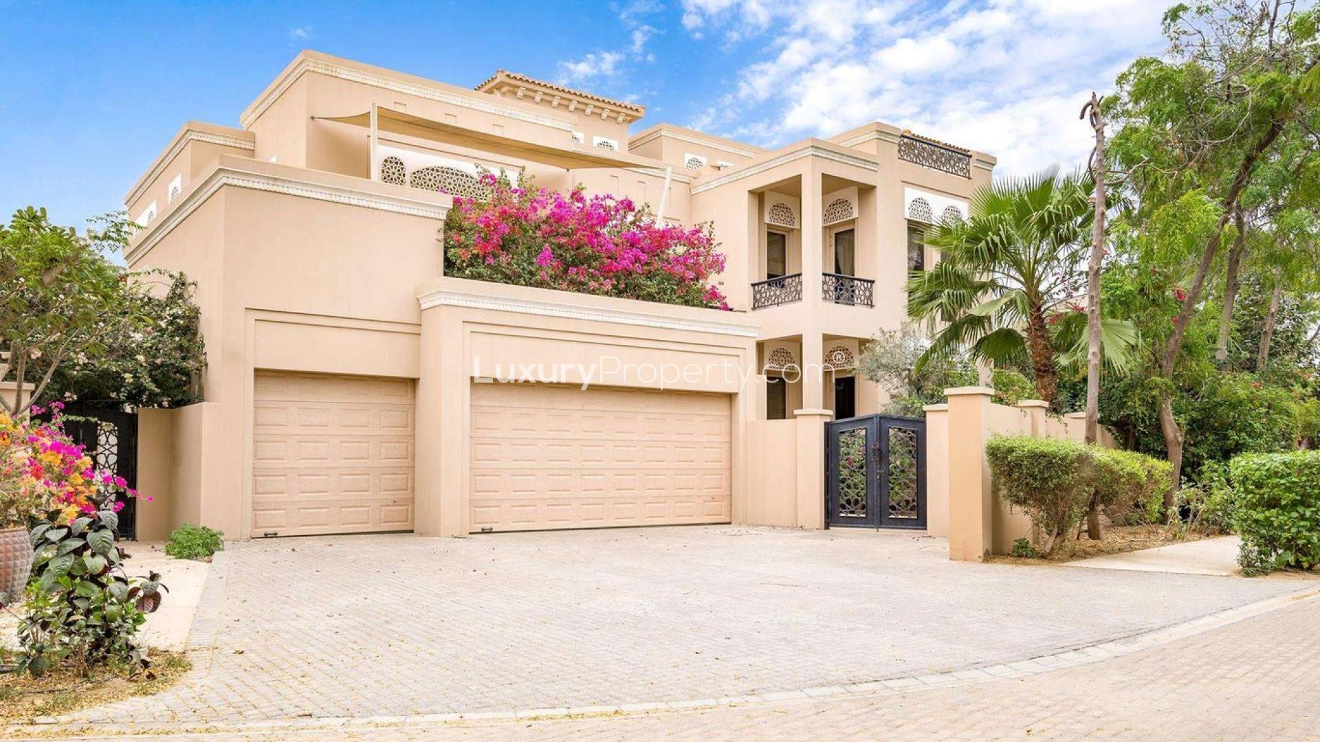 Exterior view of 6-bed Bromellia Villa with garage in Al Barari, available for rent