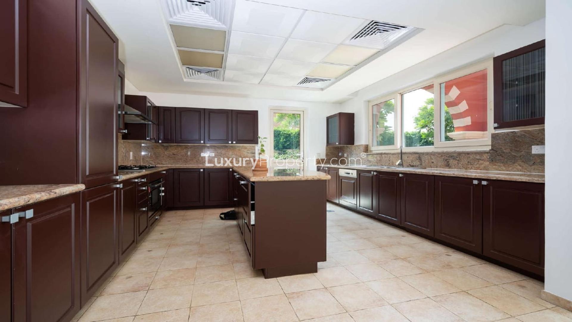 Stunning A1 villa exterior with pool in Victory Heights, Dubai Sports City