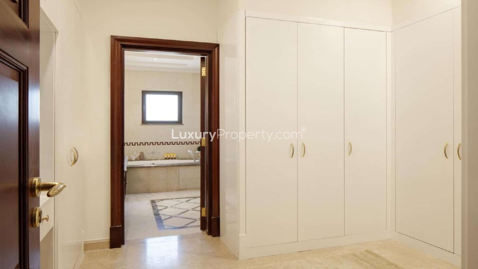 Beautifully renovated beachfront villa exterior in Palm Jumeirah, Signature Villas, available for rent