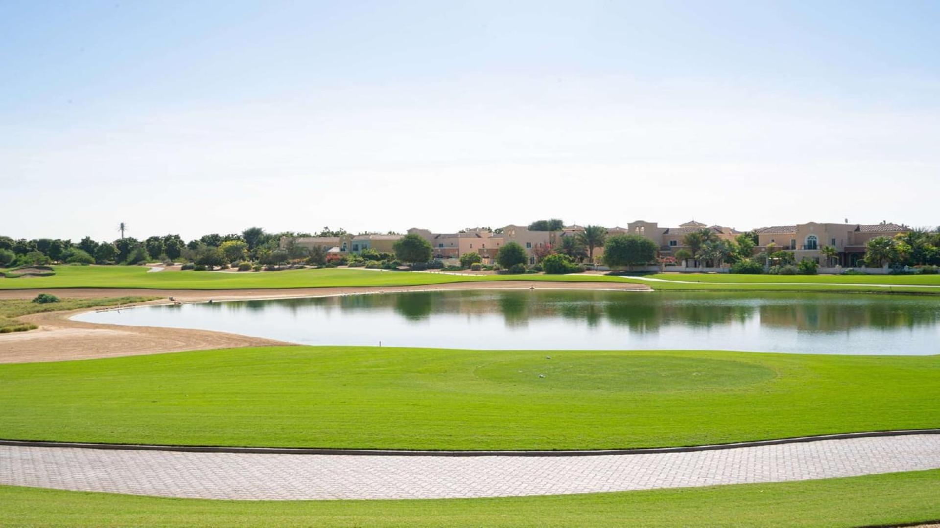 Luxurious living room in 6-bedroom villa, pool view, Victory Heights, Dubai Sports City