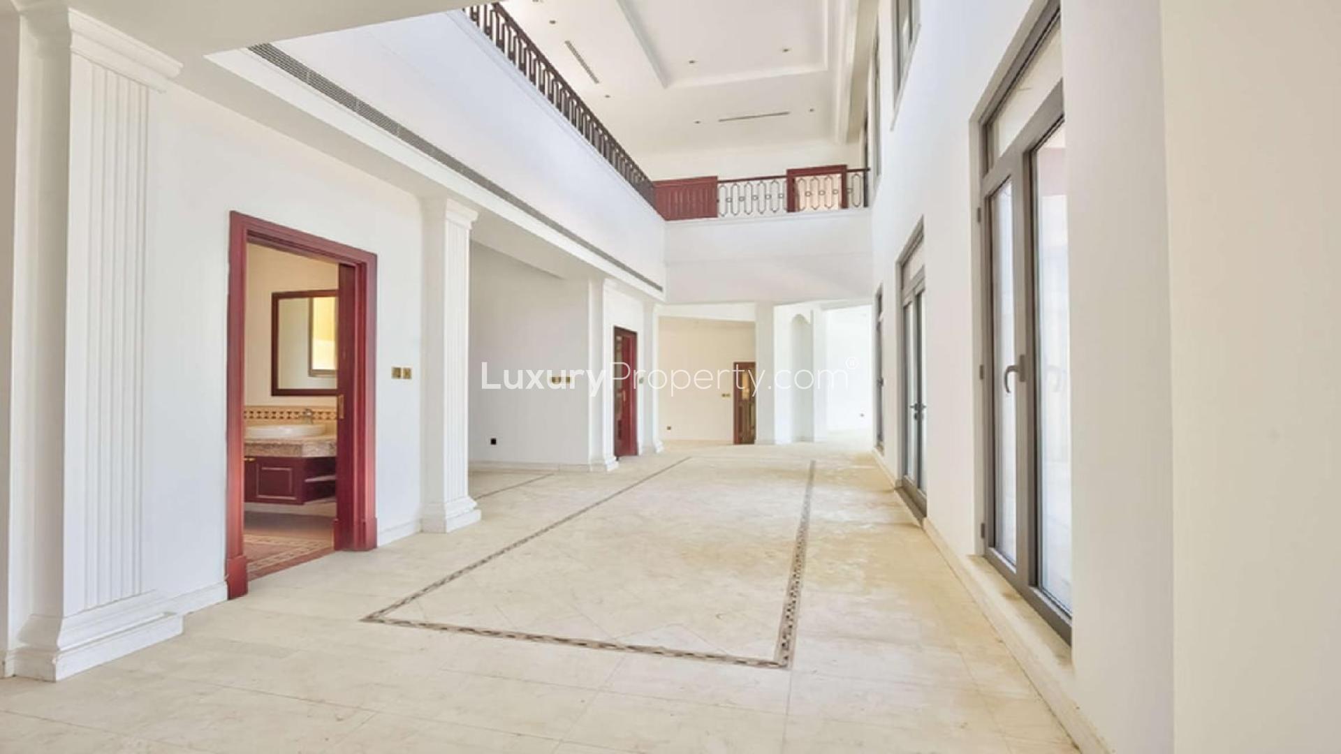 Luxury 6-bedroom villa exterior with grand staircase, Palm Jumeirah, Signature Villas for sale