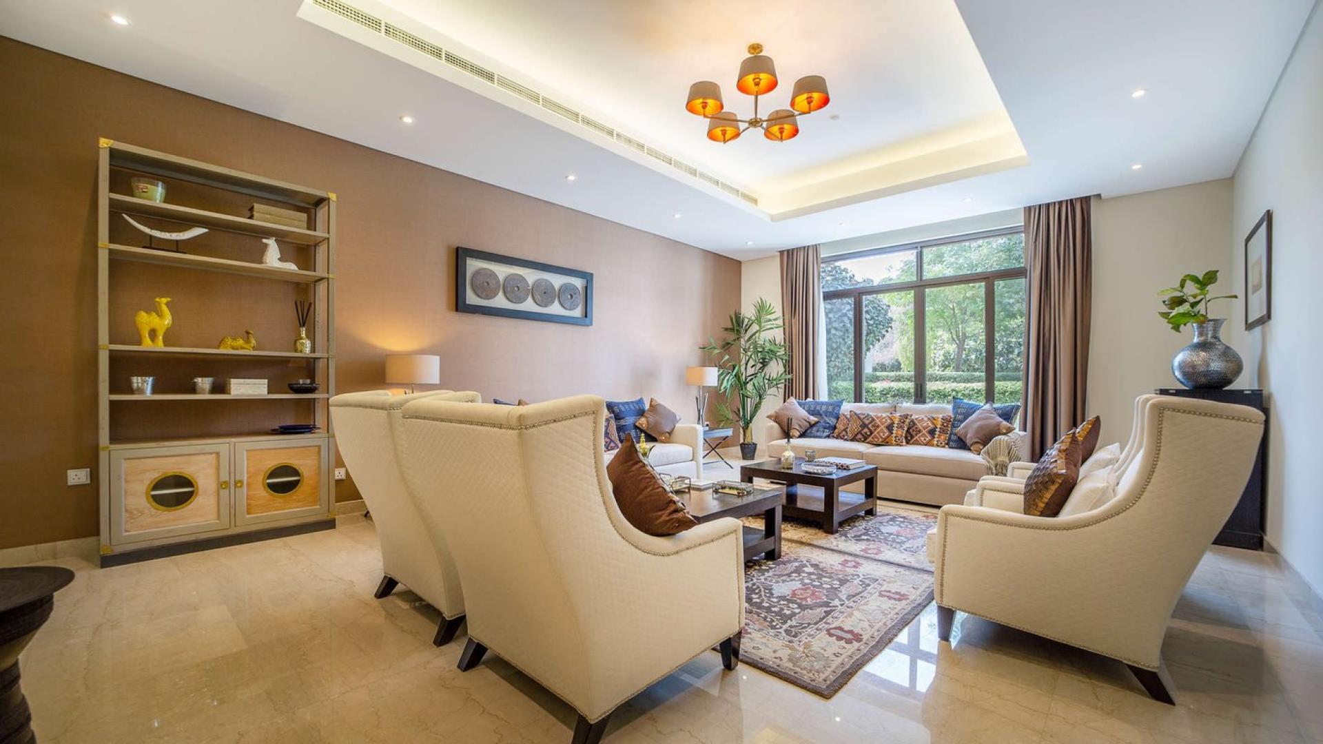 Elegant living room in six-bedroom villa, District One, MBR City, Dubai. Spacious and luxurious
