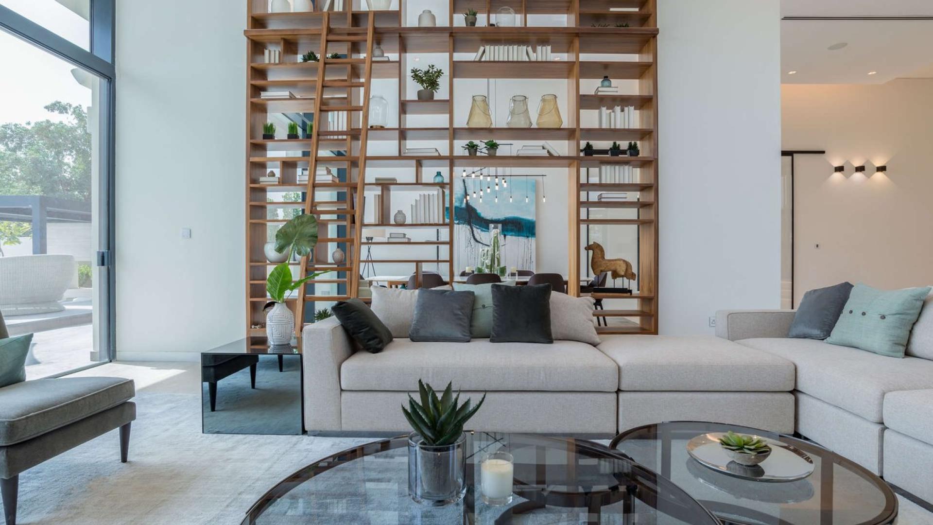 Elegant living room in contemporary villa at Jumeirah Golf Estates, Hillside community