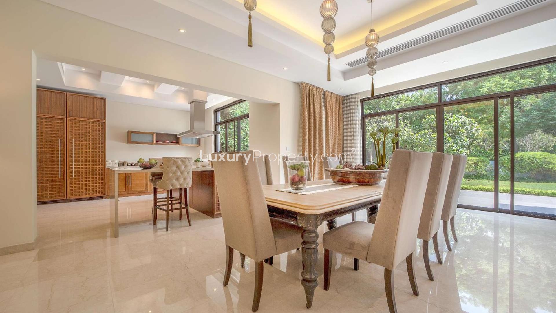 Luxurious dining room and kitchen in six-bedroom villa, District One, Dubai