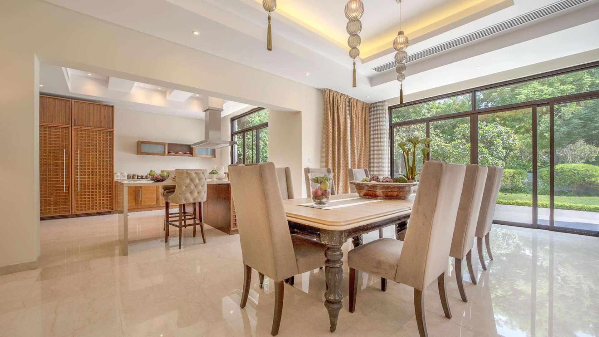 Luxurious dining room and kitchen in six-bedroom villa, District One, Dubai