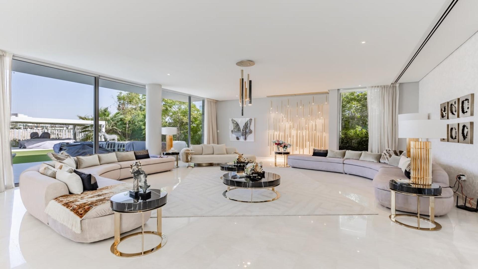 Elegant 6-Bed Villa entrance with lush garden in Dubai Hills Estate, Fairways Vistas