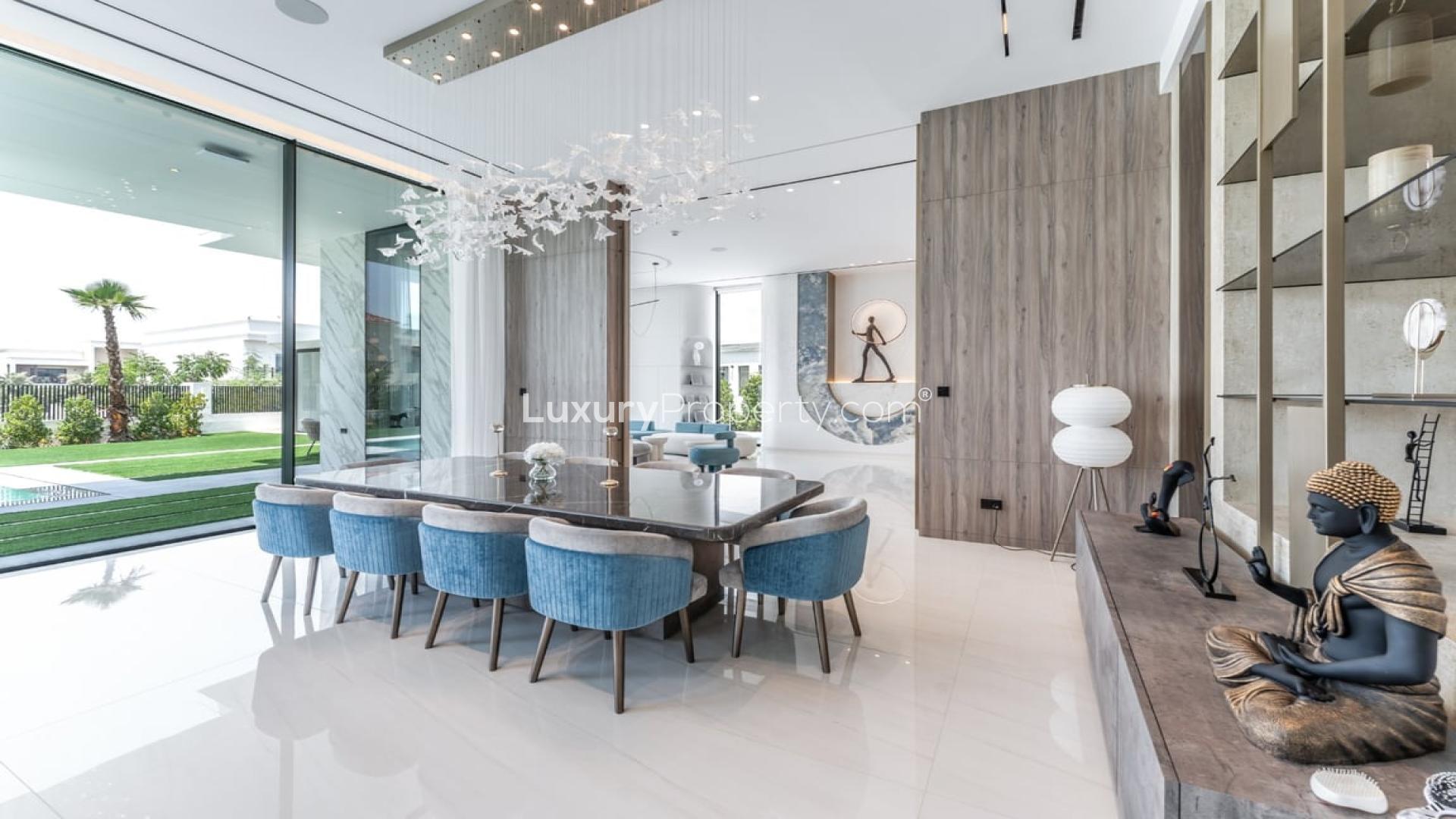 Luxurious villa with pool, modern design, and garden in Dubai Hills Estate for sale