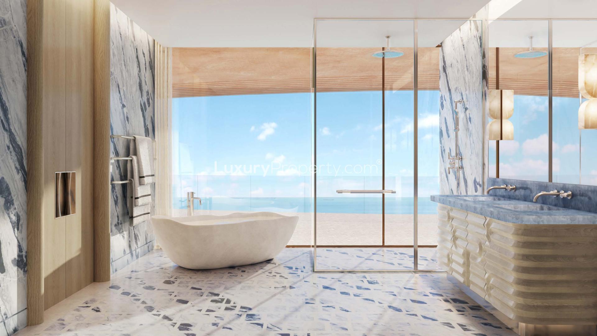 Luxurious dining area in 6-bedroom apartment, Jumeirah Asora Bay, elegant decor and furnishings