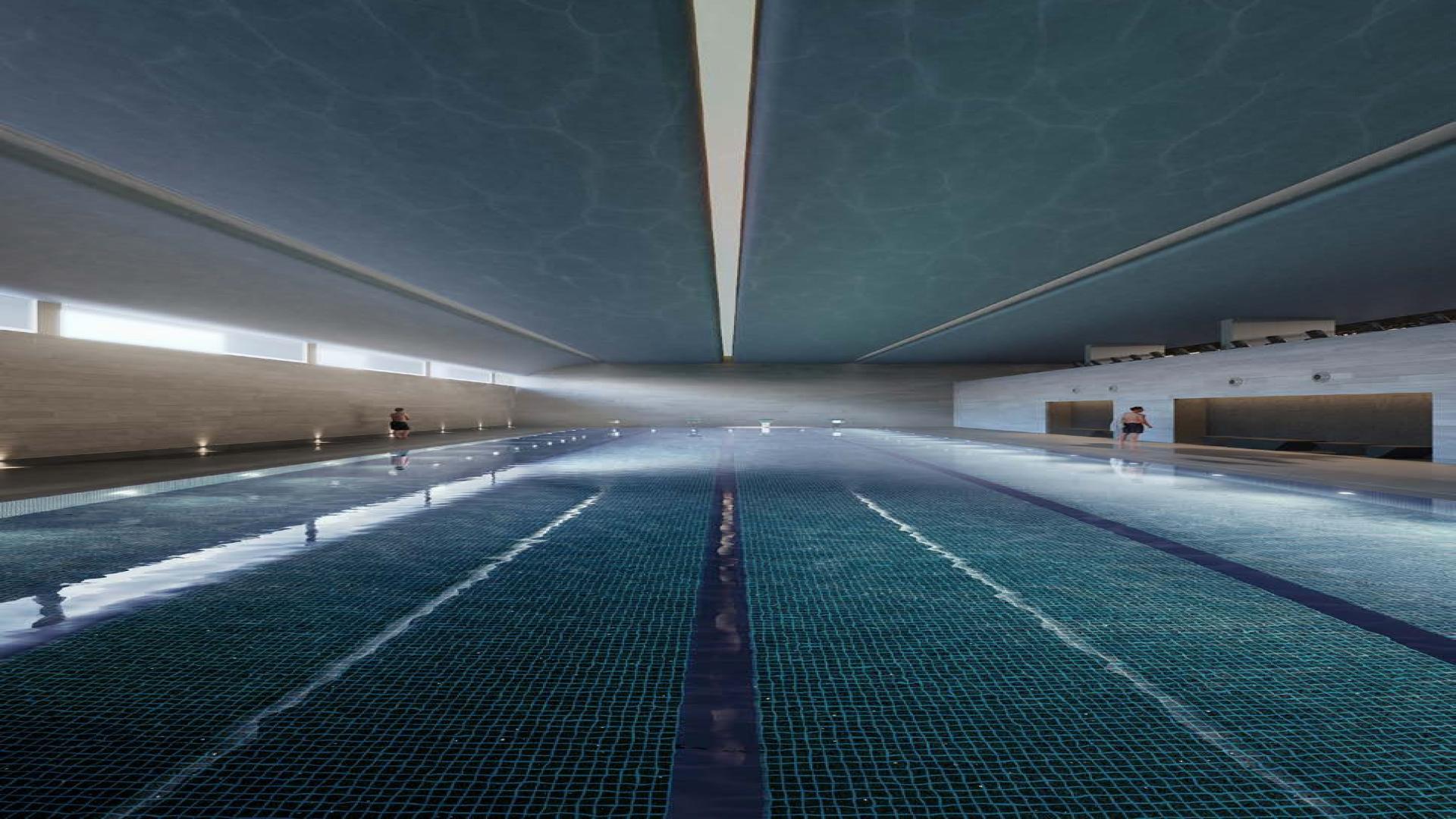 "Stunning Dubai skyline view from luxury apartment in Akala Hotels and Residences, DIFC.",Indoor swimming pool at Akala Hotels and Residences, DIFC, luxury apartment for sale