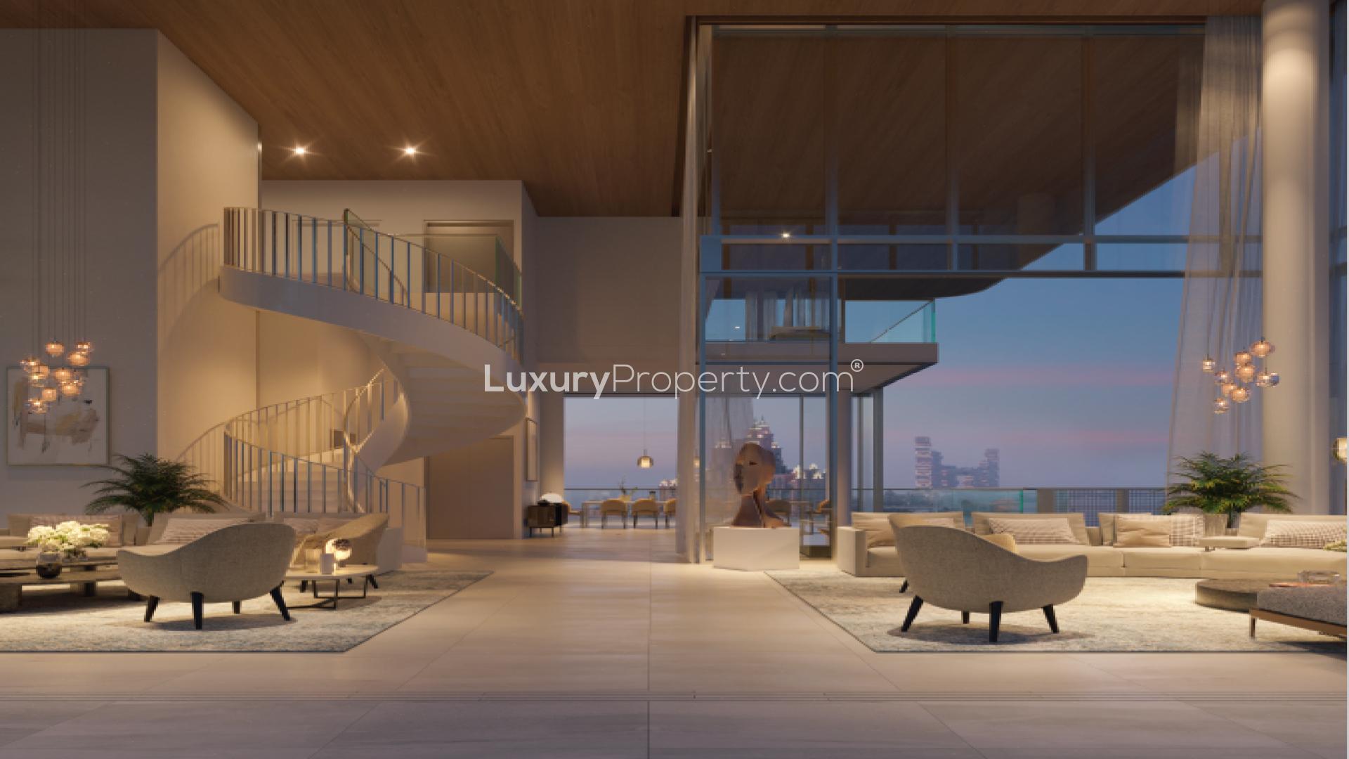 Luxurious Palm Jumeirah mansion balcony with stunning ocean sunset view, Serenia Living