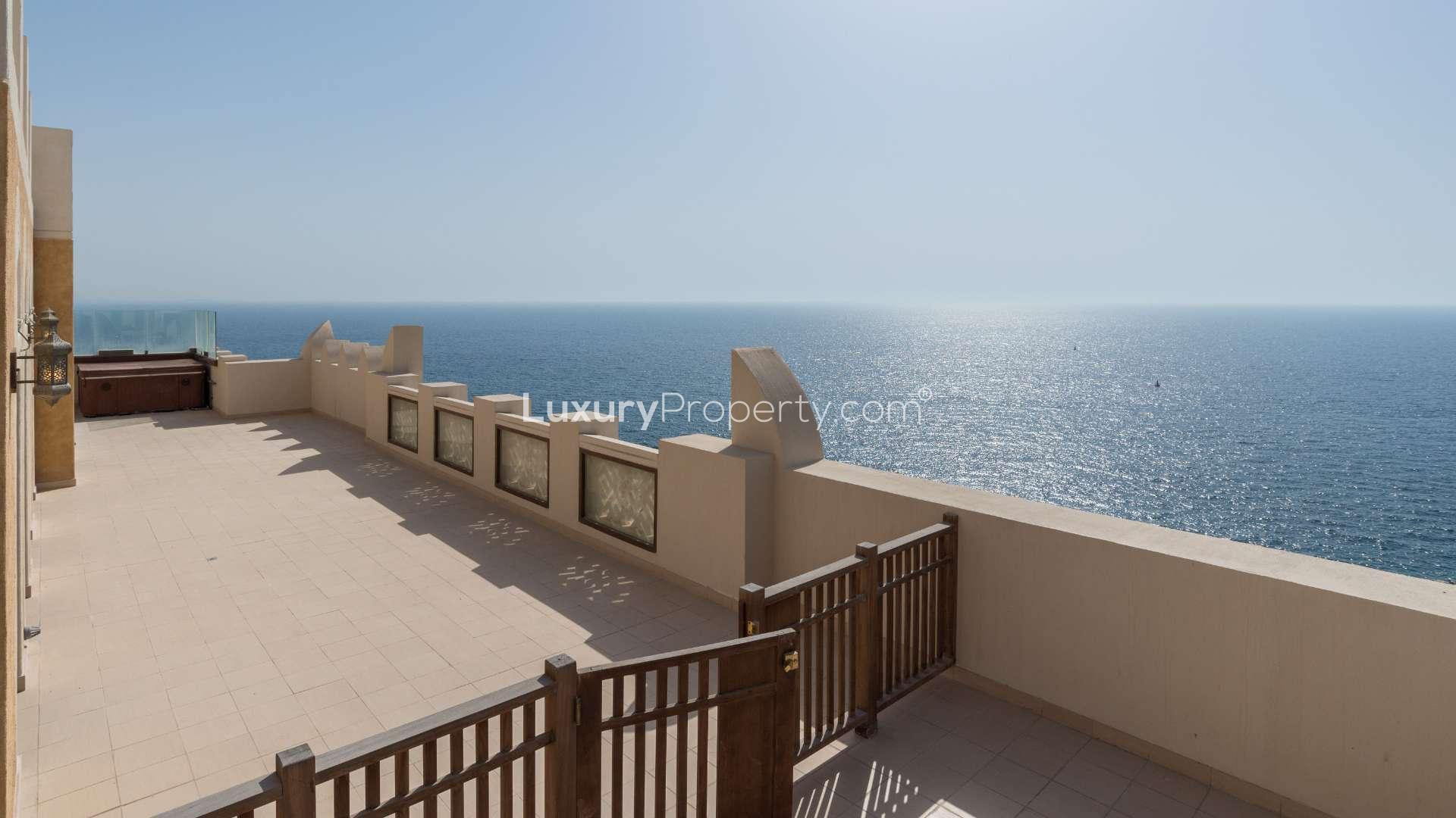 Rooftop pool with ocean view in Royal Duplex Penthouse, Palm Jumeirah, Kingdom of Sheba