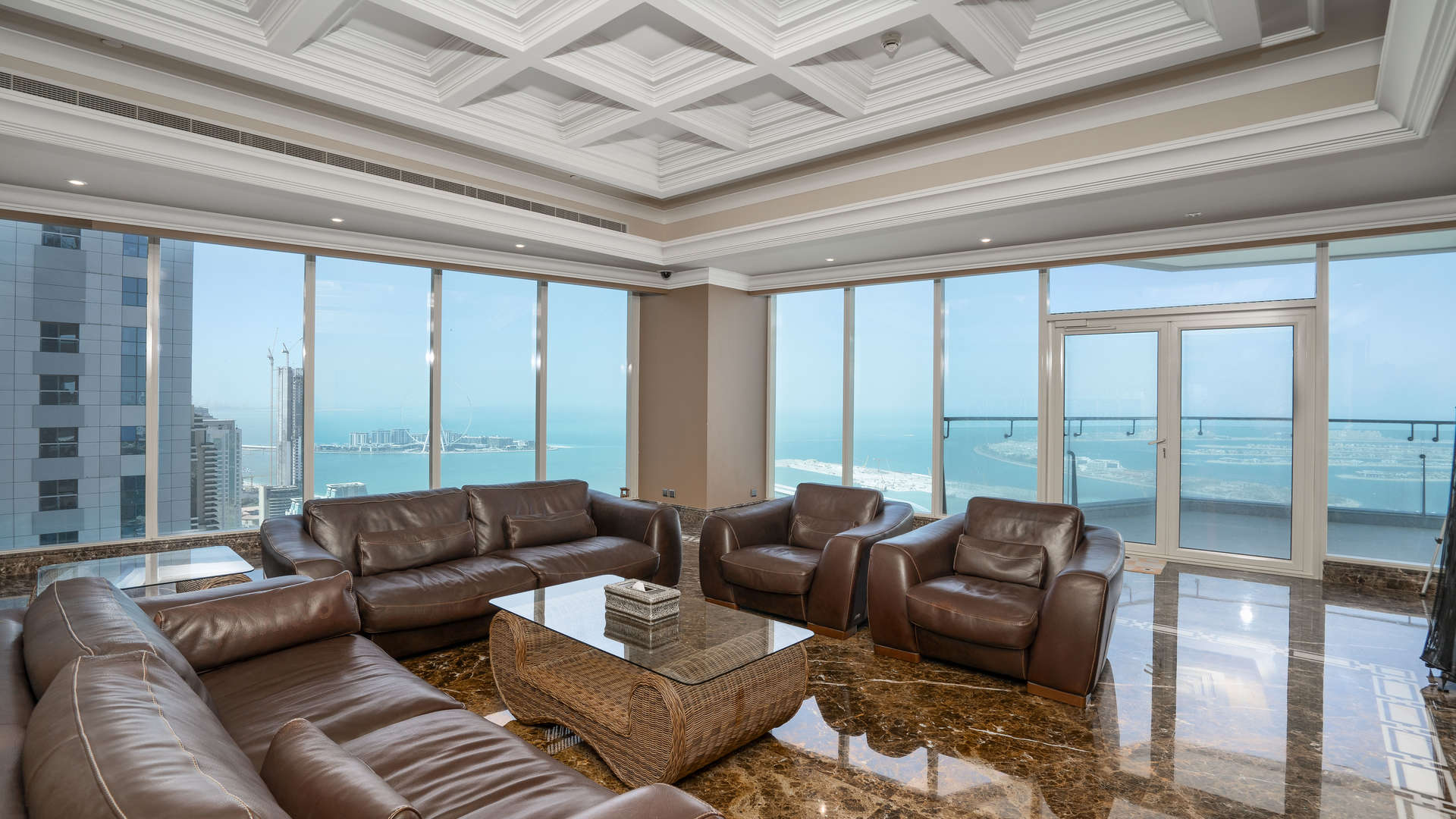 Luxurious kitchen in exclusive Le Reve penthouse, Dubai Marina, featuring modern design and appliances