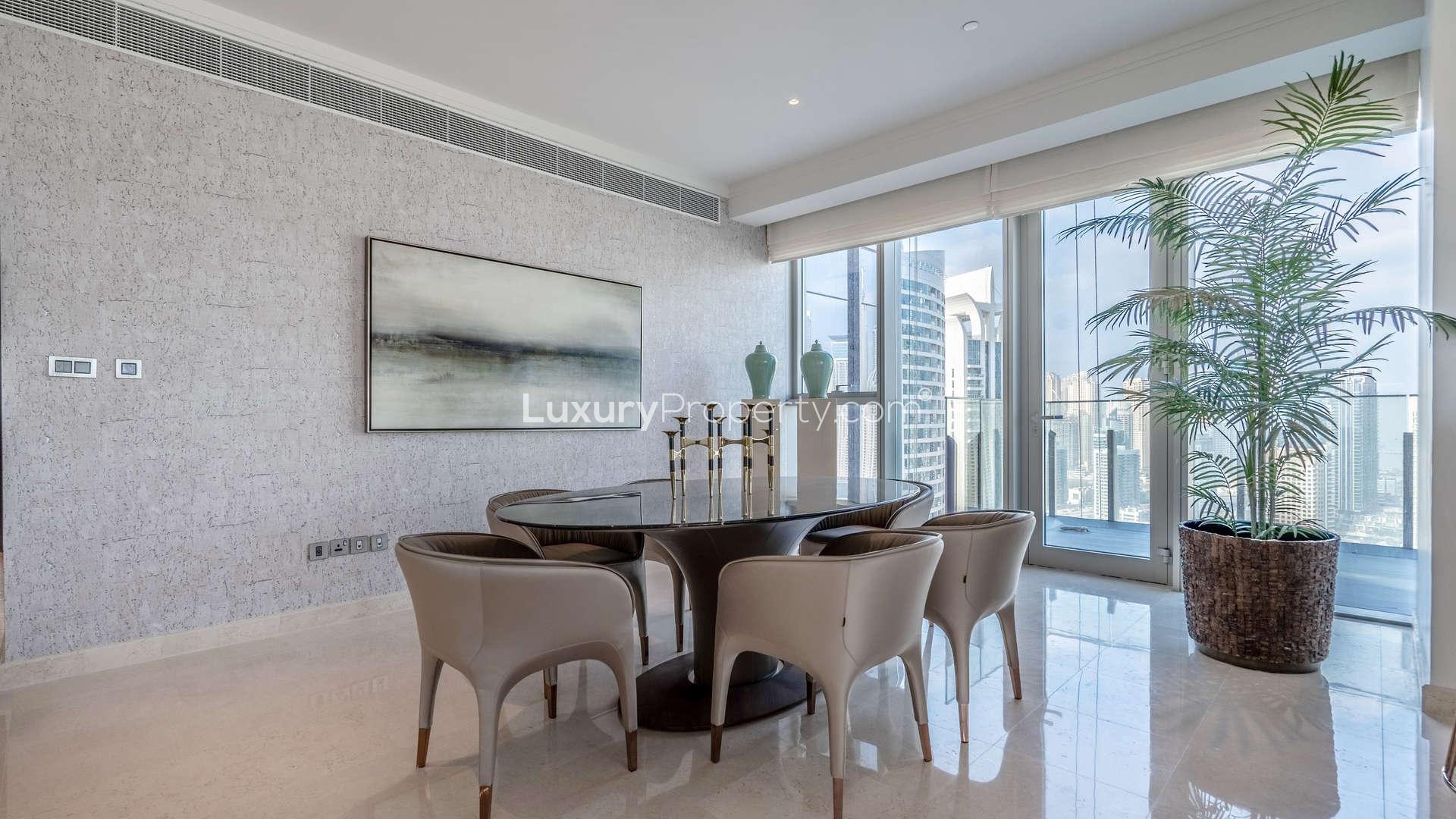 Luxurious full-floor penthouse dining and living area at The Residences, JLT, for sale
