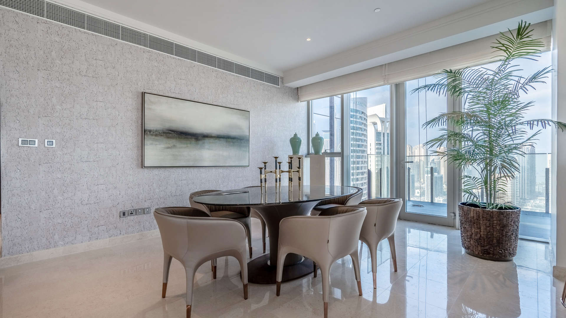Luxurious full-floor penthouse dining and living area at The Residences, JLT, for sale