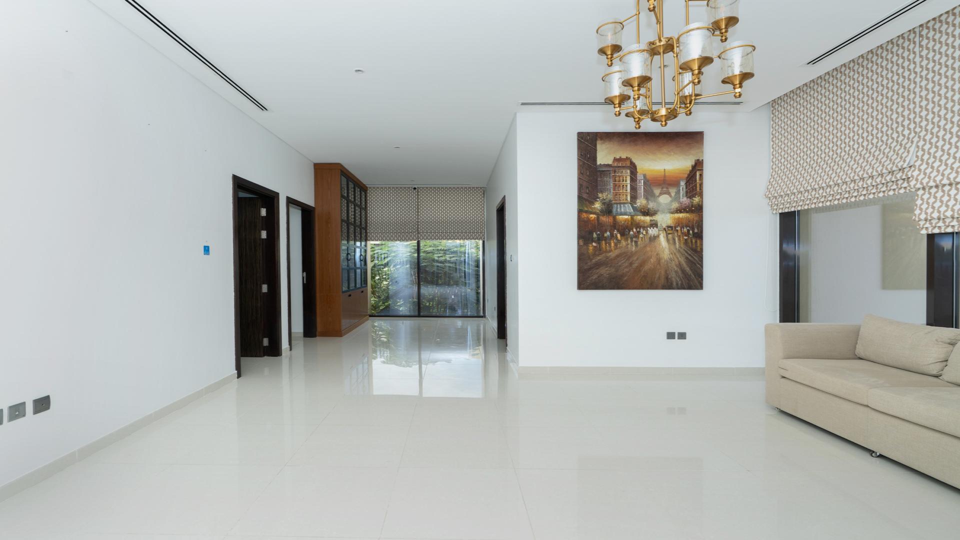 Luxury villa exterior with modern design in Damac Hills, Brookfield 1, for rent