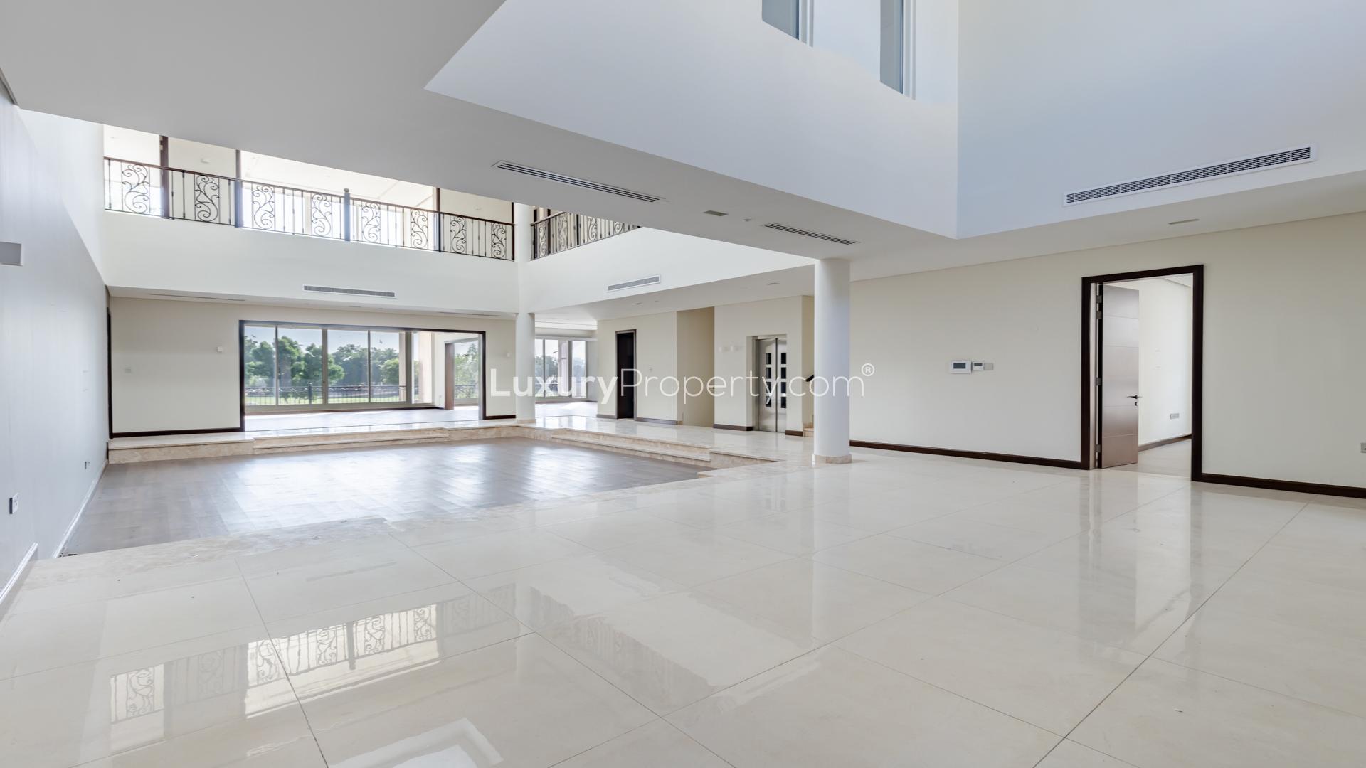 Spacious luxury villa interior in Jumeirah Golf Estates, Earth community, open-plan design