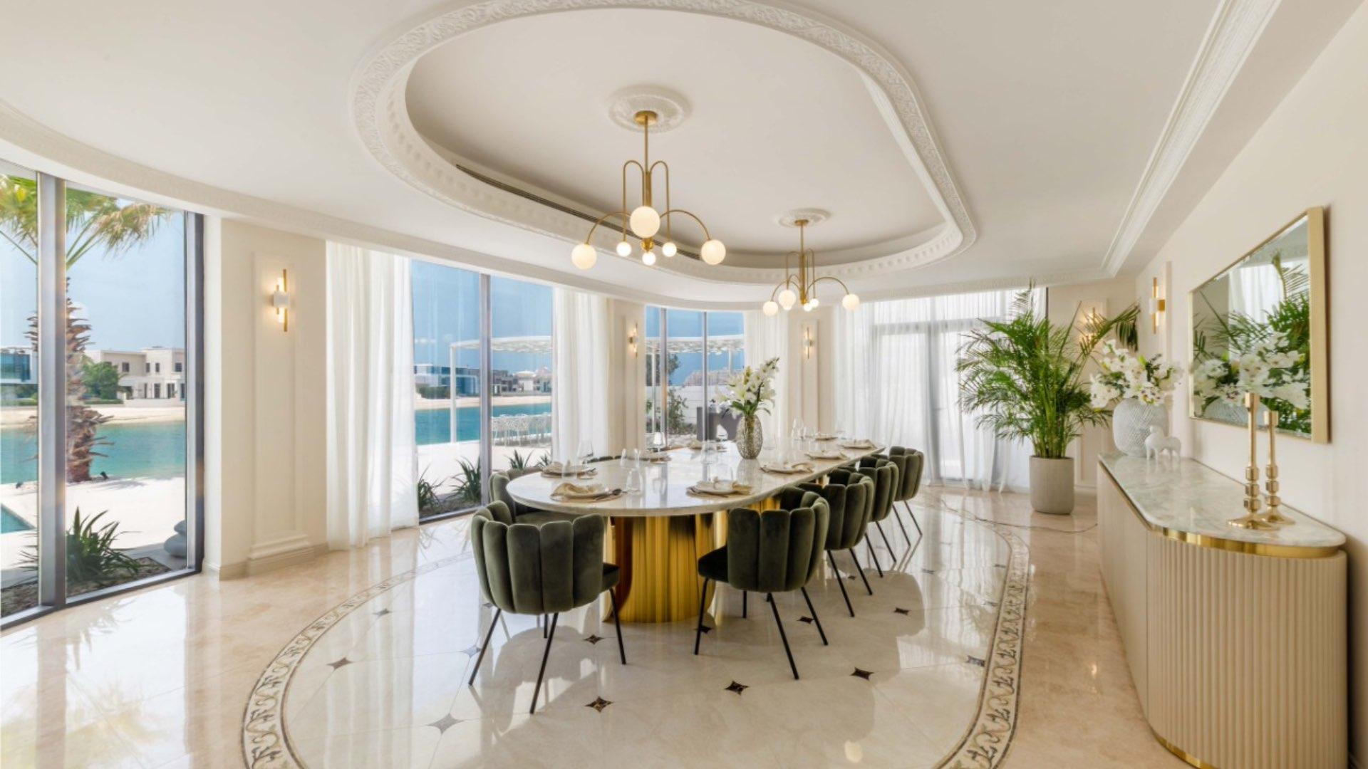 Luxurious living room in renovated villa, Palm Jumeirah, with elegant decor and sea view