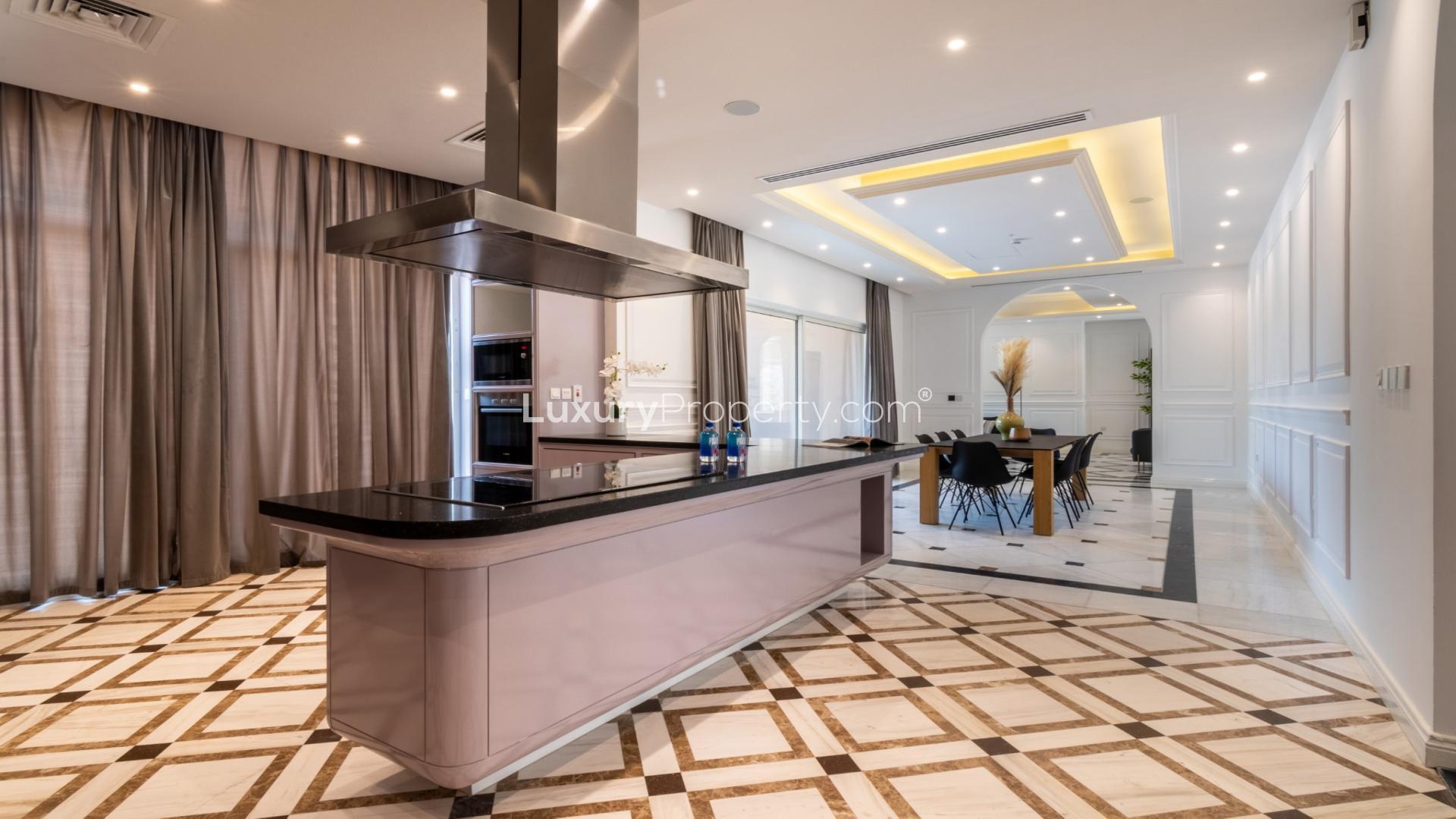 Luxurious master bedroom in family villa, Jumeirah Golf Estates, Dubai, with modern decor