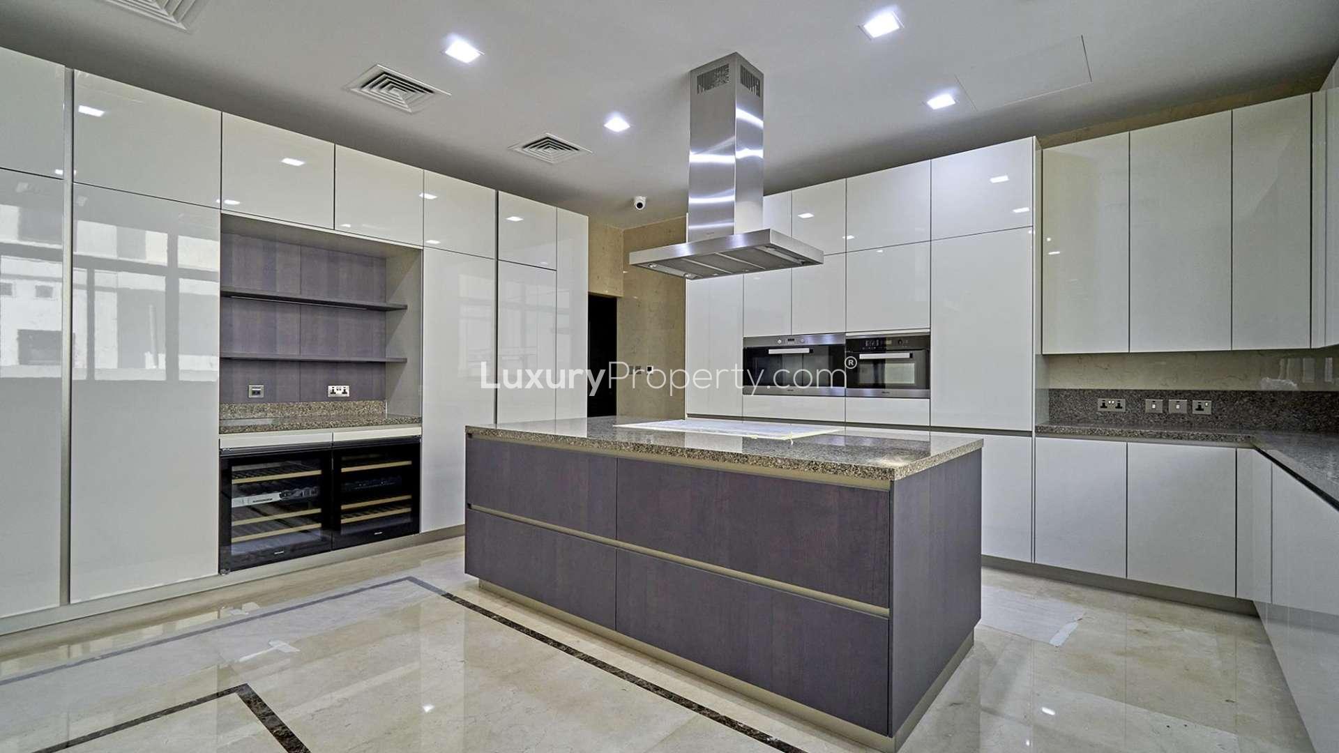 Spacious interior of custom-built villa in Dubai Hills Estate with elegant marble flooring
