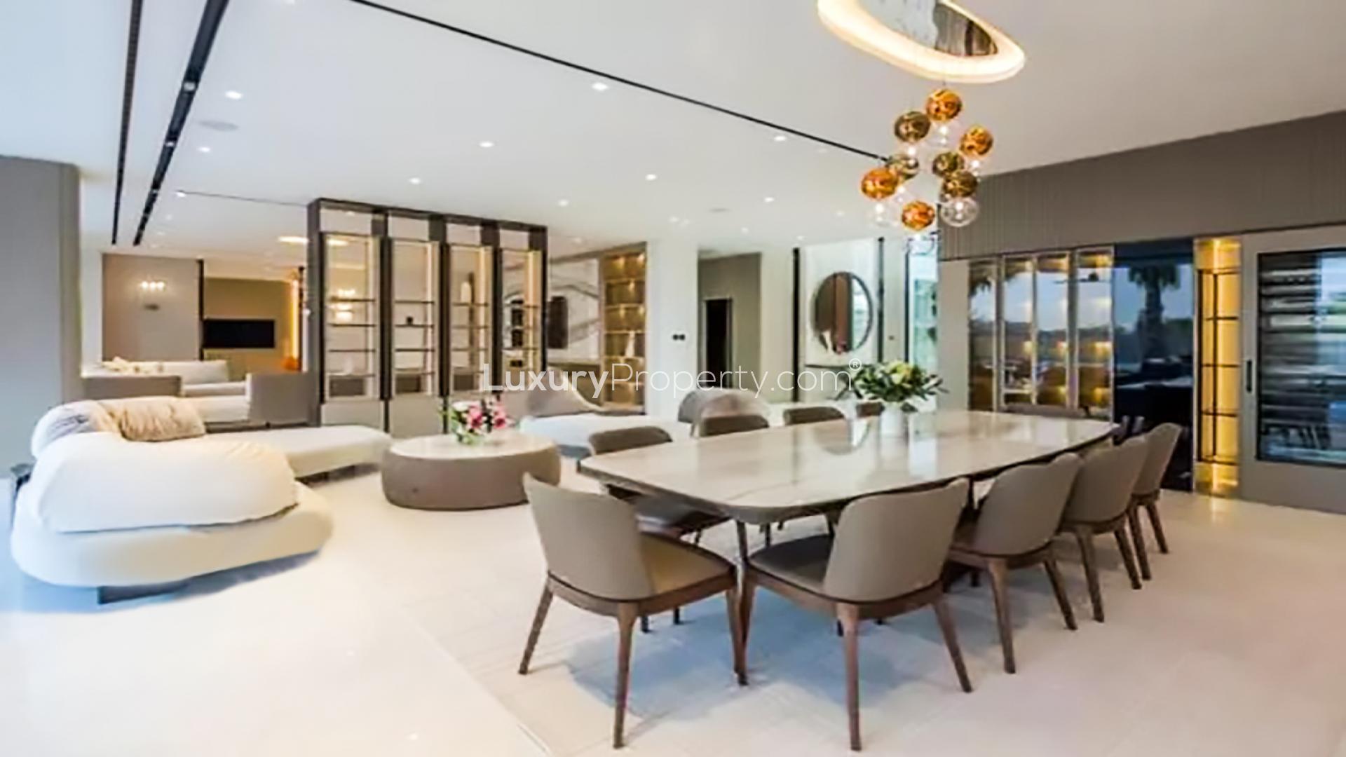 Foyer with modern staircase in furnished villa, Dubai Hills Estate, Parkway Vistas