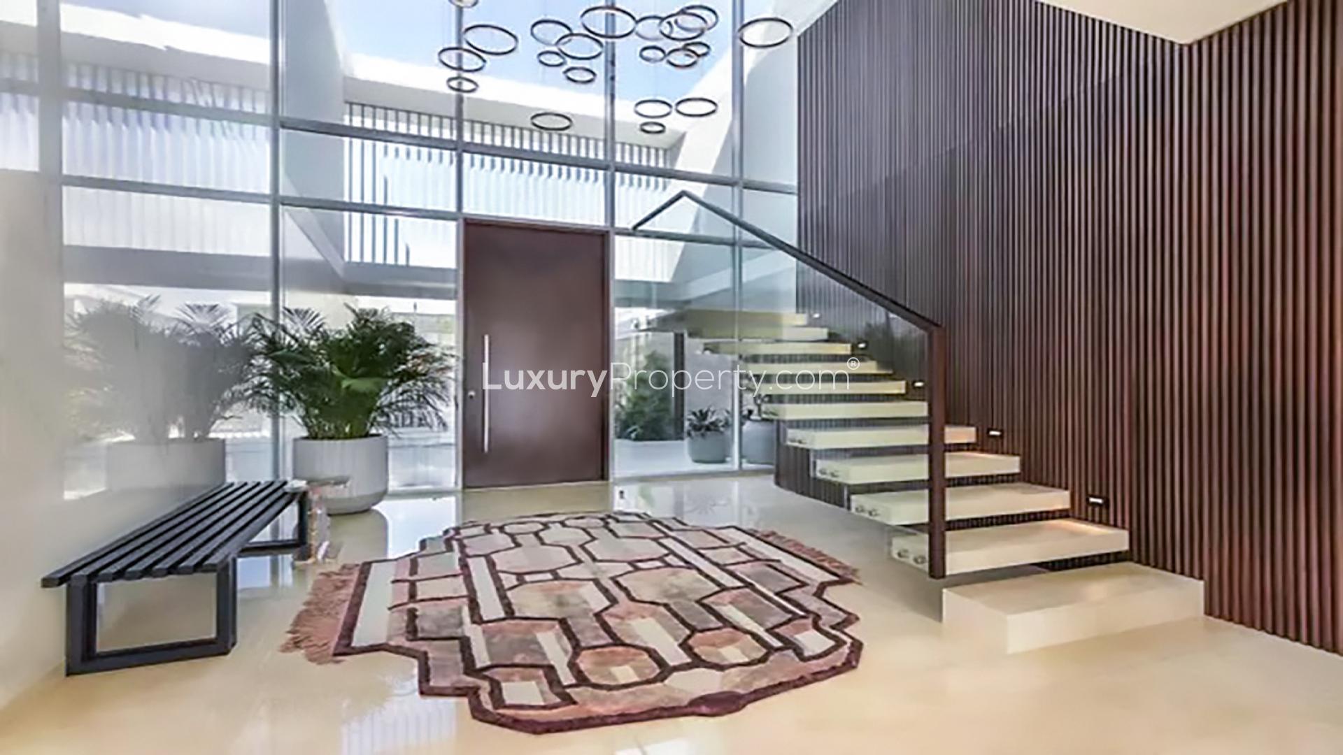 Furnished villa with pool view at night, Dubai Hills Estate, Parkway Vistas for rent