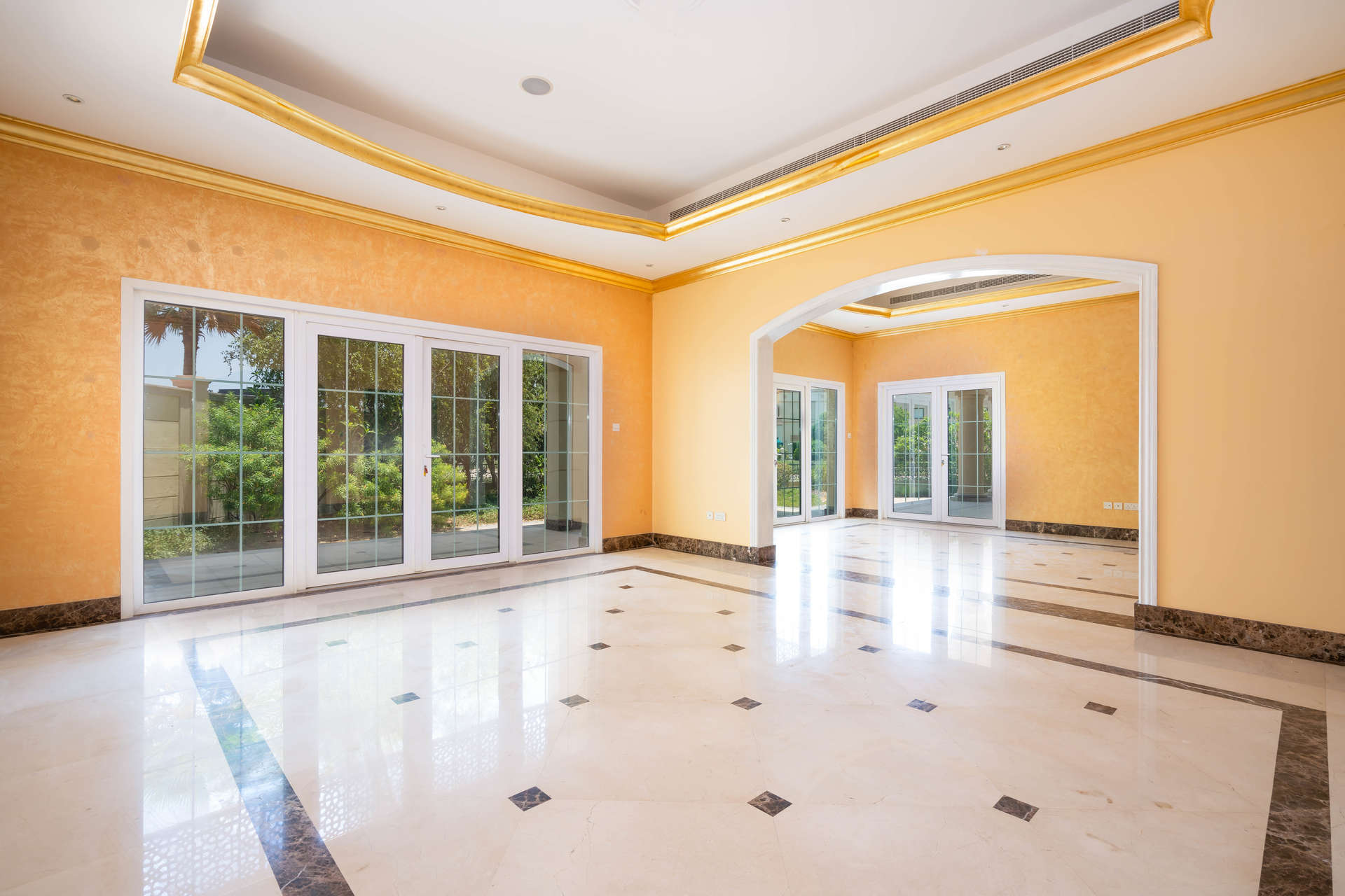 Luxury 6-bedroom villa exterior in Emirates Hills, Sector W, available for rent