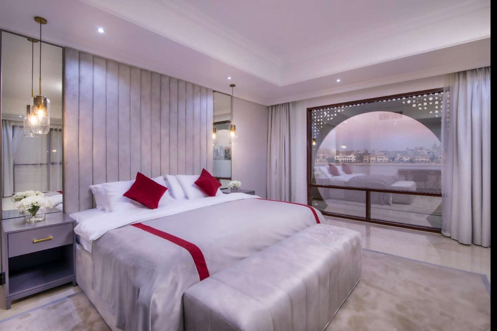 Spacious living room in luxury 6-bedroom villa on Palm Jumeirah Frond N