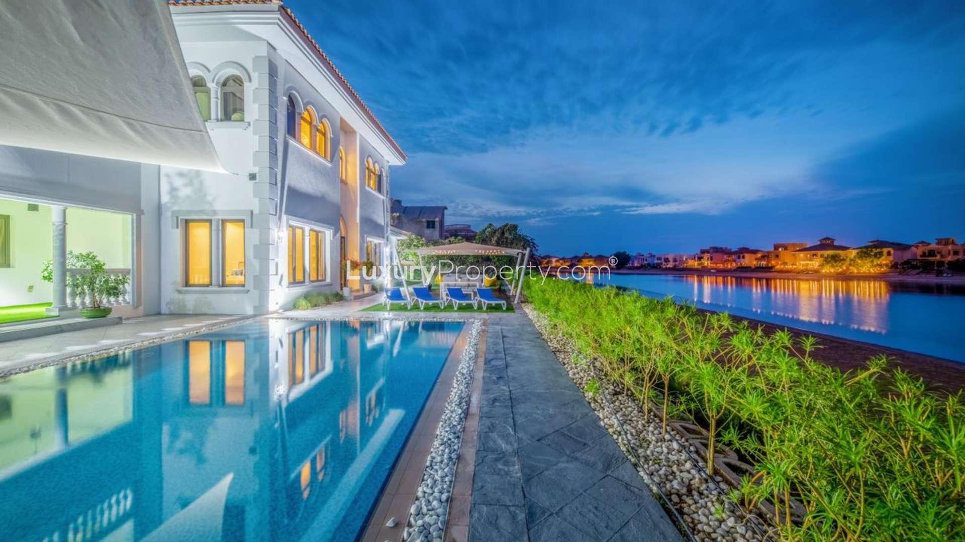 Modern kitchen in fully upgraded six-bedroom villa, Palm Jumeirah, available for rent