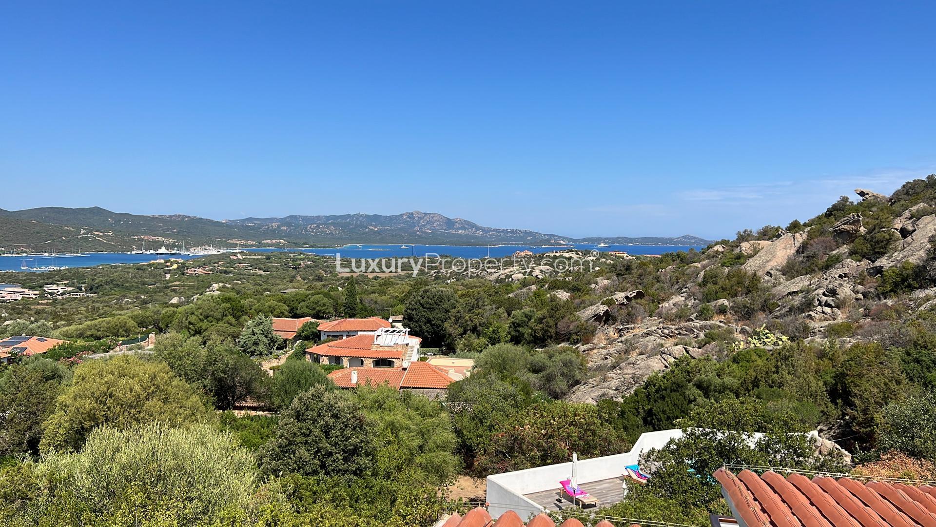 Aerial view of Porto Rotondo marina near secluded Sardinian villa for sale