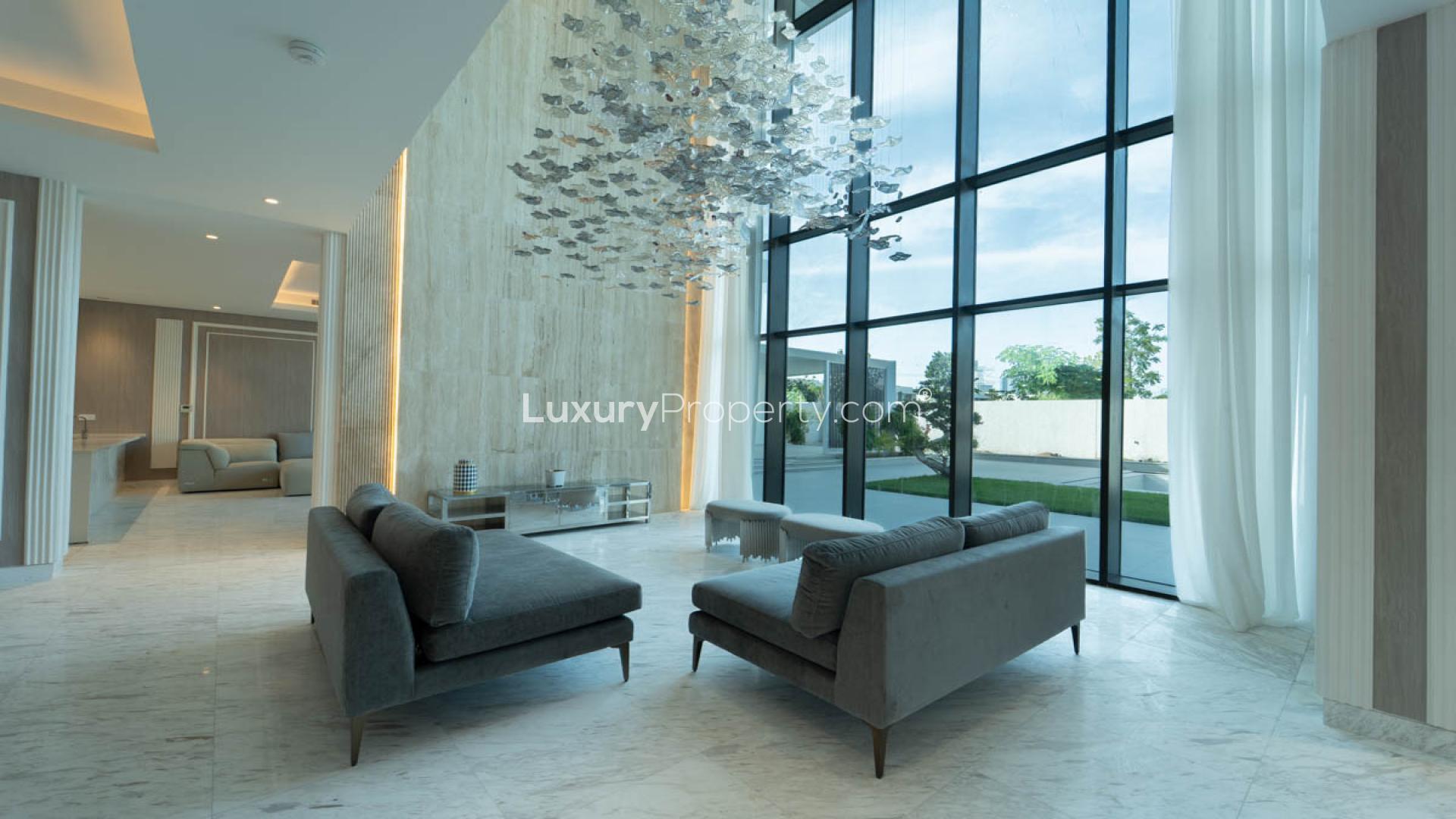 Modern staircase in luxury villa, District One Phase III, spacious interior with elegant design