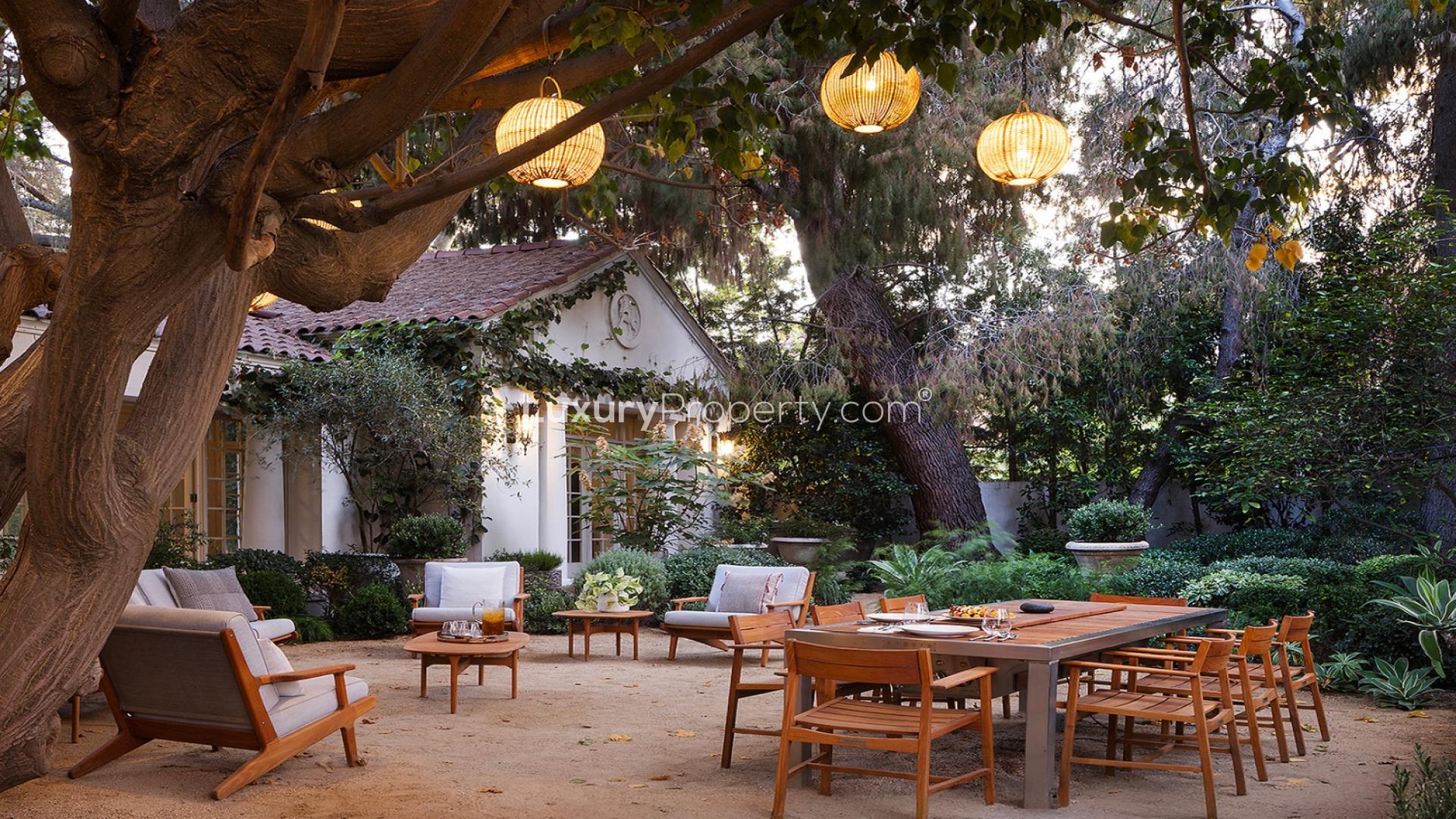 Charming Los Feliz Estate villa with lush greenery and elegant French doors for sale