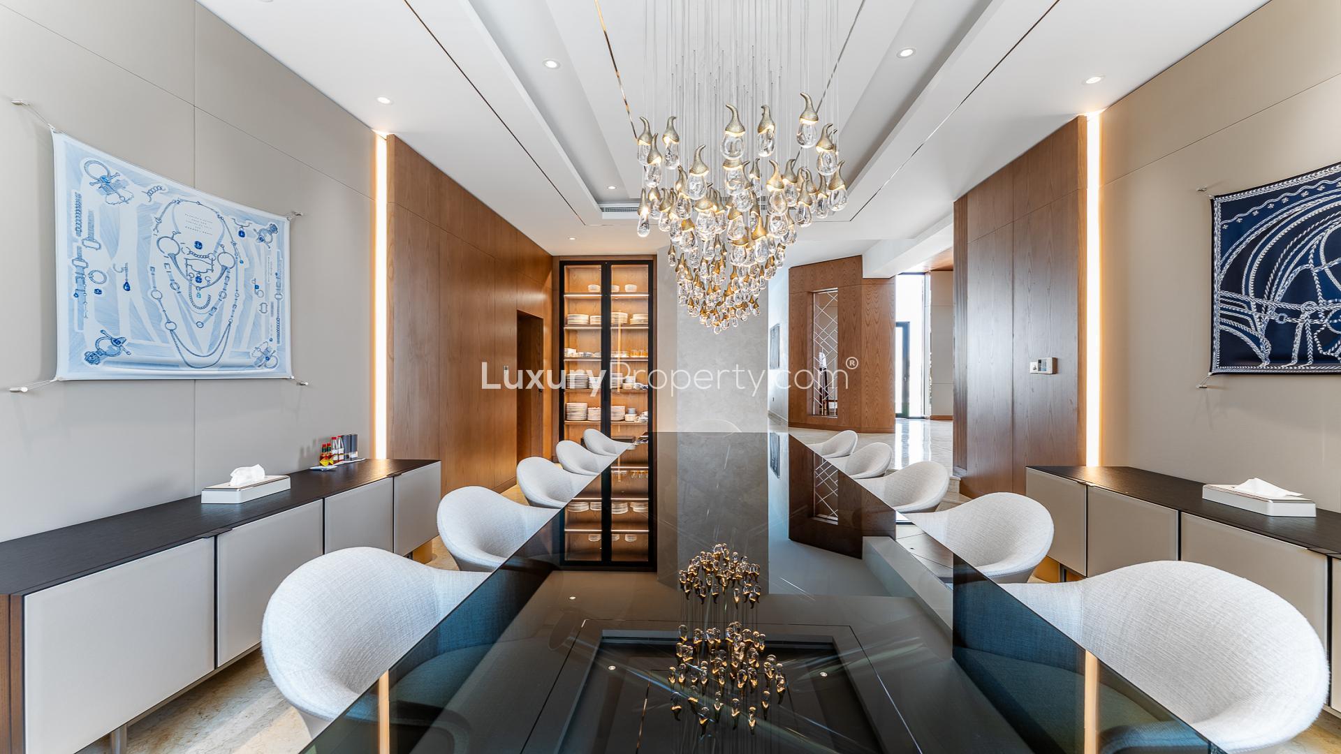 Luxurious interior of 6-bed villa in Palm Jumeirah Signature Villas, marble floors, modern design