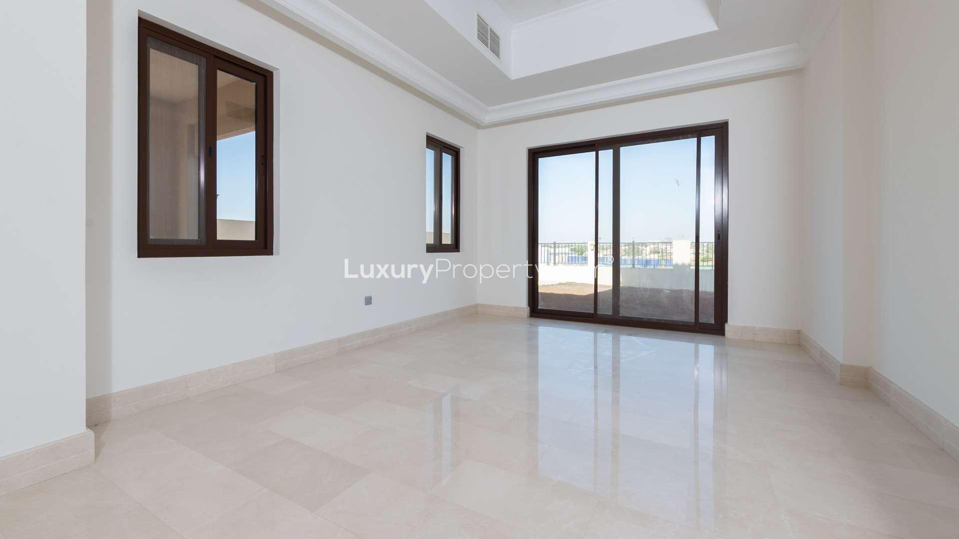 Aseel Type 4 Villa exterior in Arabian Ranches with spacious backyard, for sale