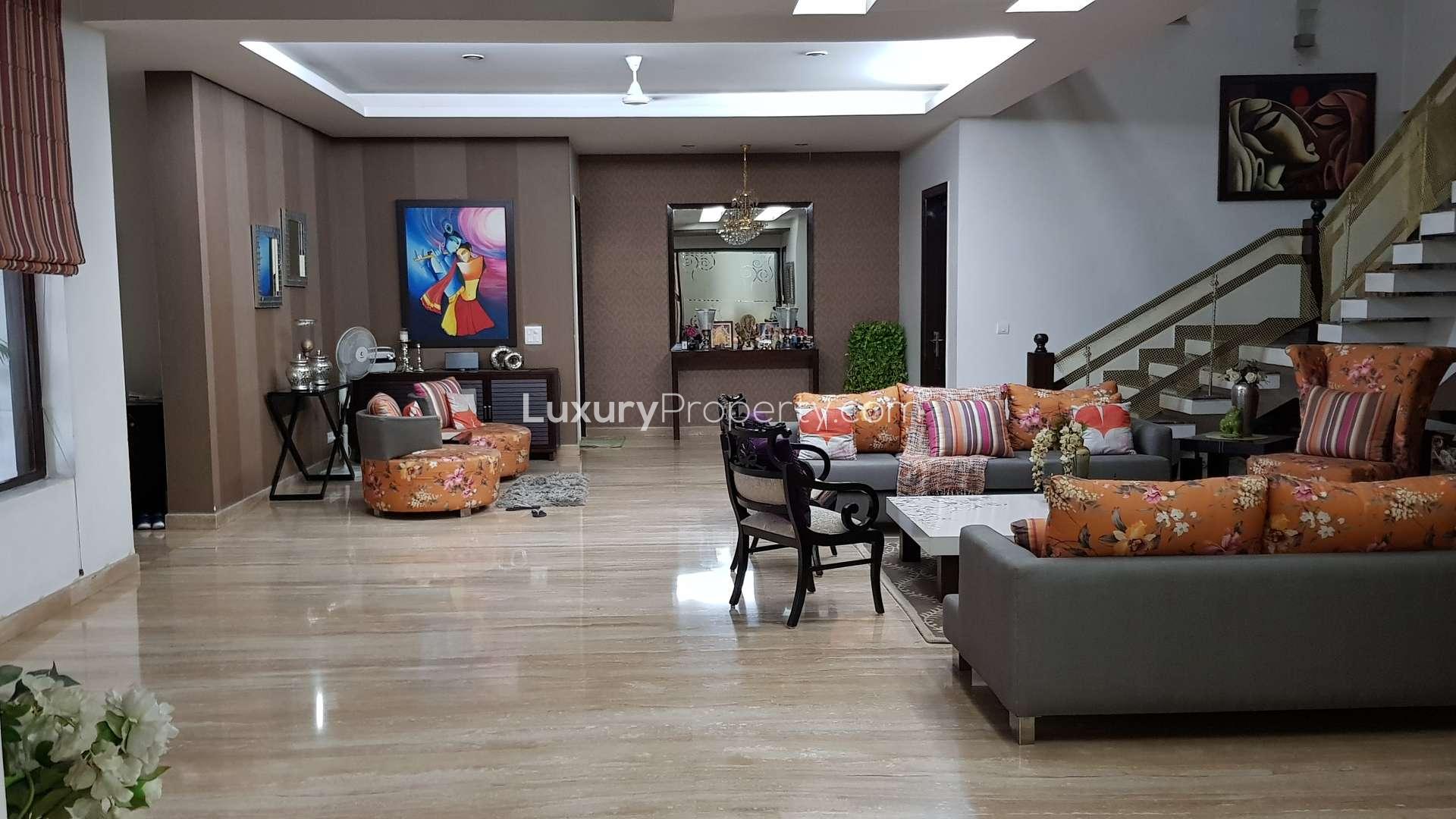 Luxurious living room in 6-bedroom villa, Asola Farms, New Delhi estate for sale