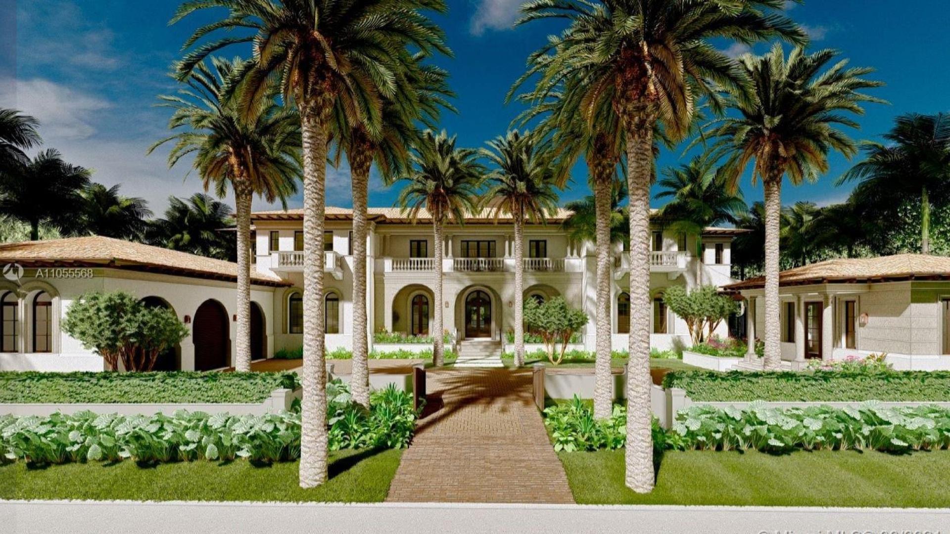 Luxurious Bal Harbour villa with pool, lush garden, and elegant waterfront architecture