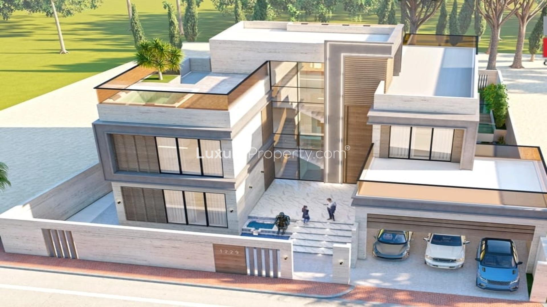 Exclusive semi-constructed villa exterior with modern design on Pearl Jumeirah, Jumeirah community