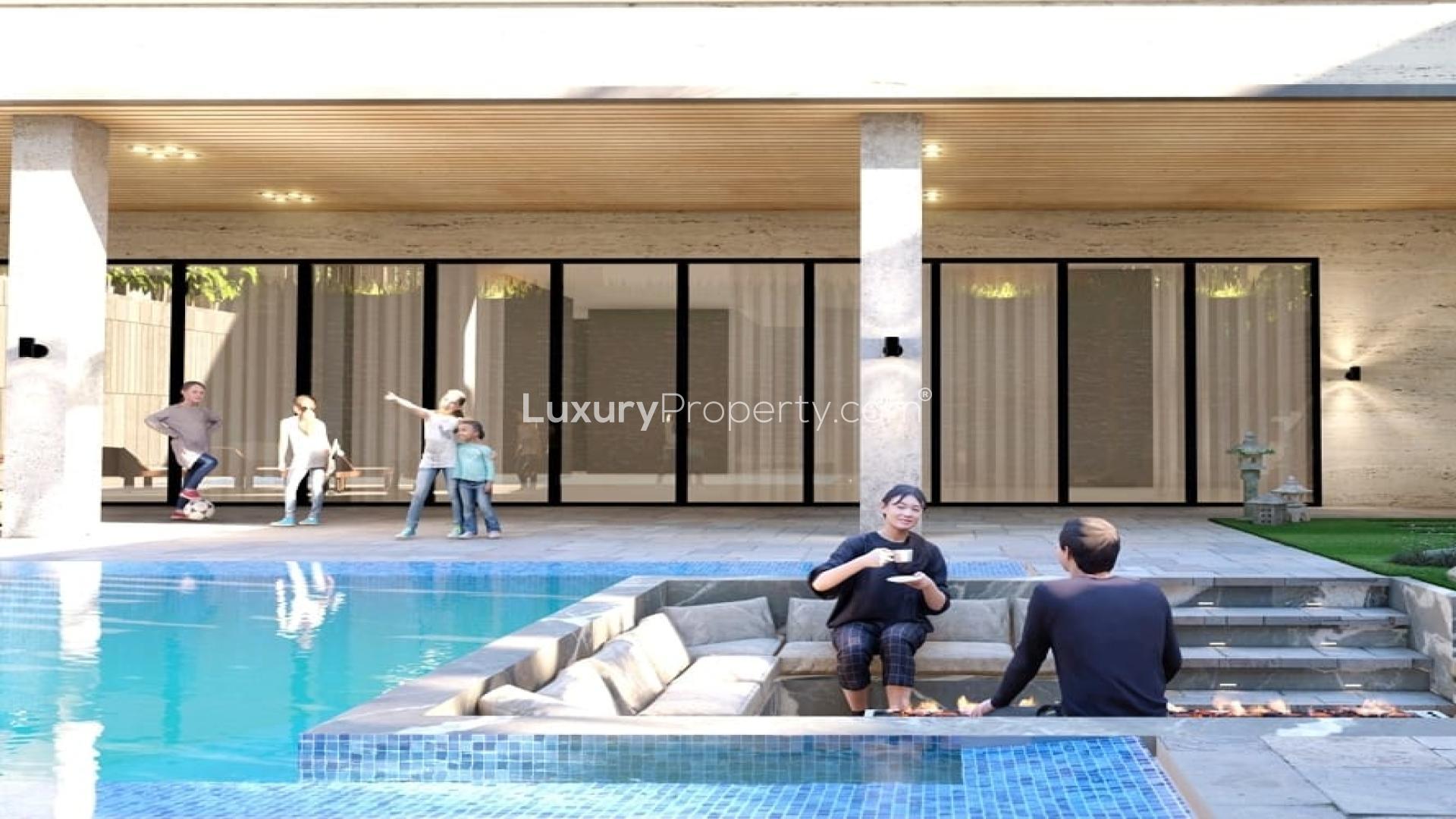 Exclusive semi-constructed villa with modern design on Pearl Jumeirah, featuring six bedrooms