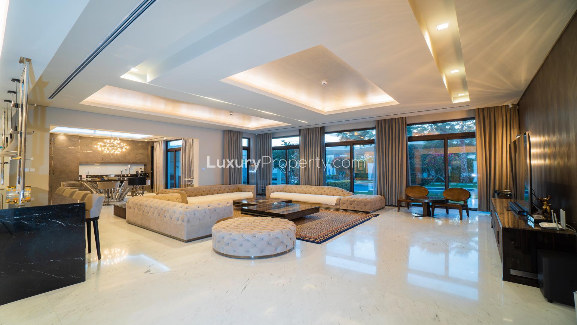 Fully upgraded contemporary villa with pool at dusk, District One, Mohammed Bin Rashid City