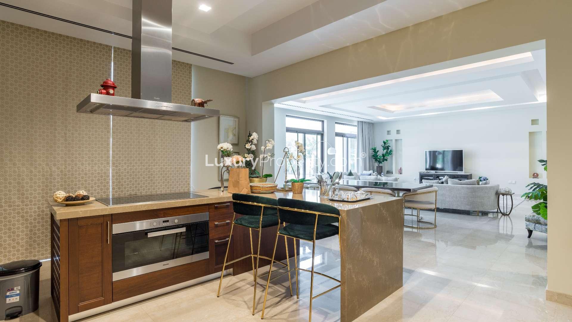 Luxurious living room in 6-bedroom villa, District One, modern Arabic style interior design