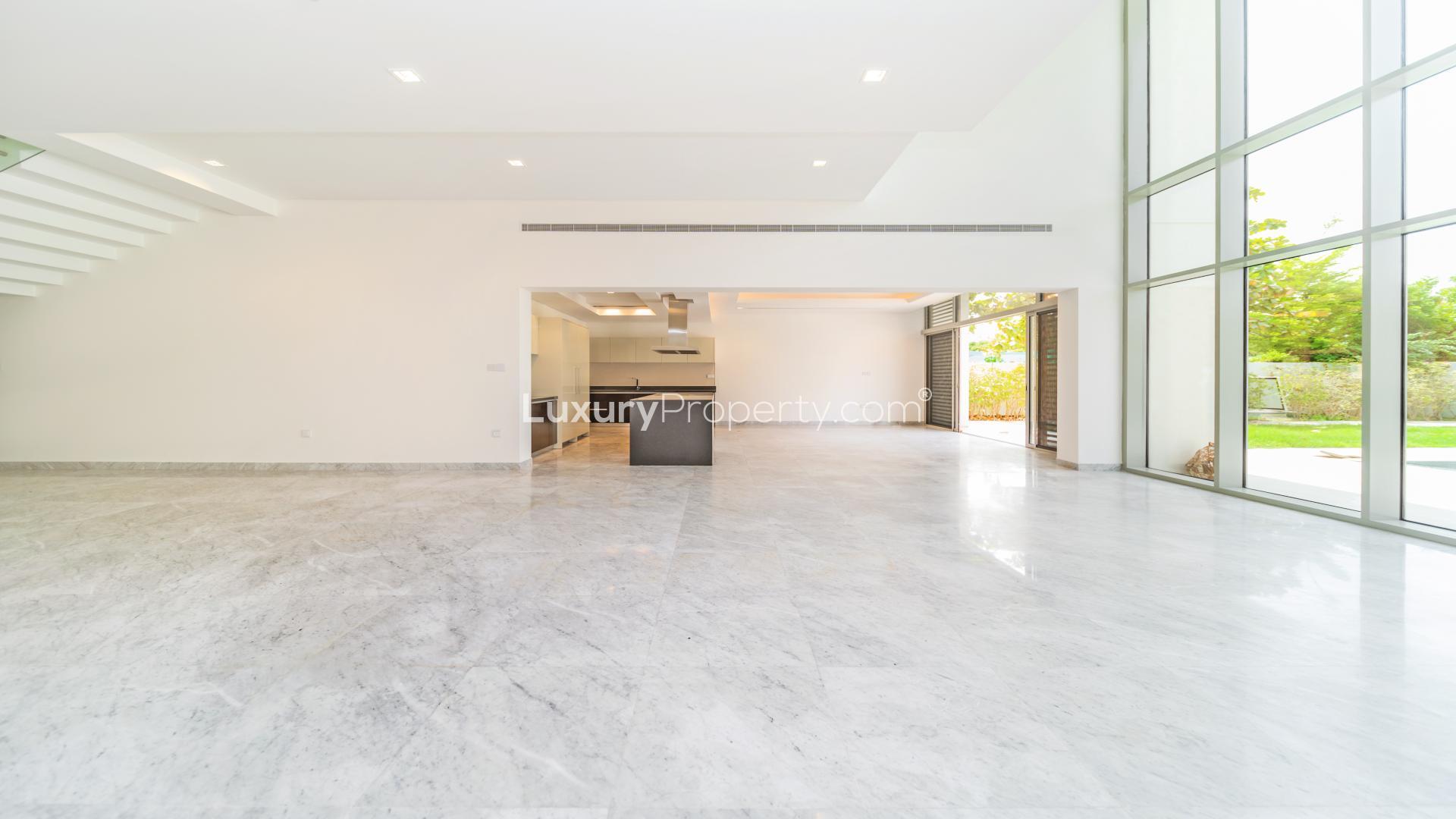 Open-plan living area in luxurious villa, District One, Mohammed Bin Rashid City, for sale